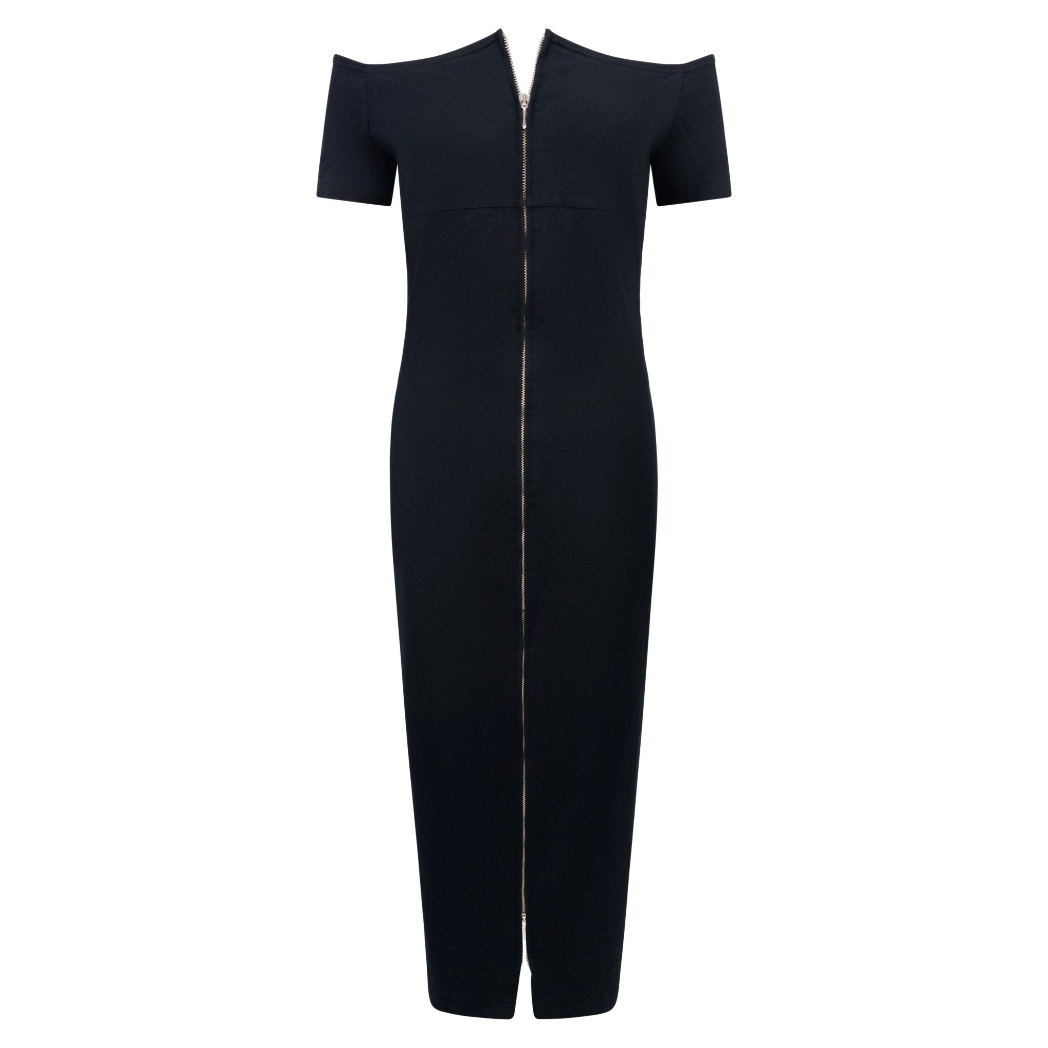 1990s Paco Rabanne Black Backless Cutout Front - Zip Cocktail Dress - RealList
