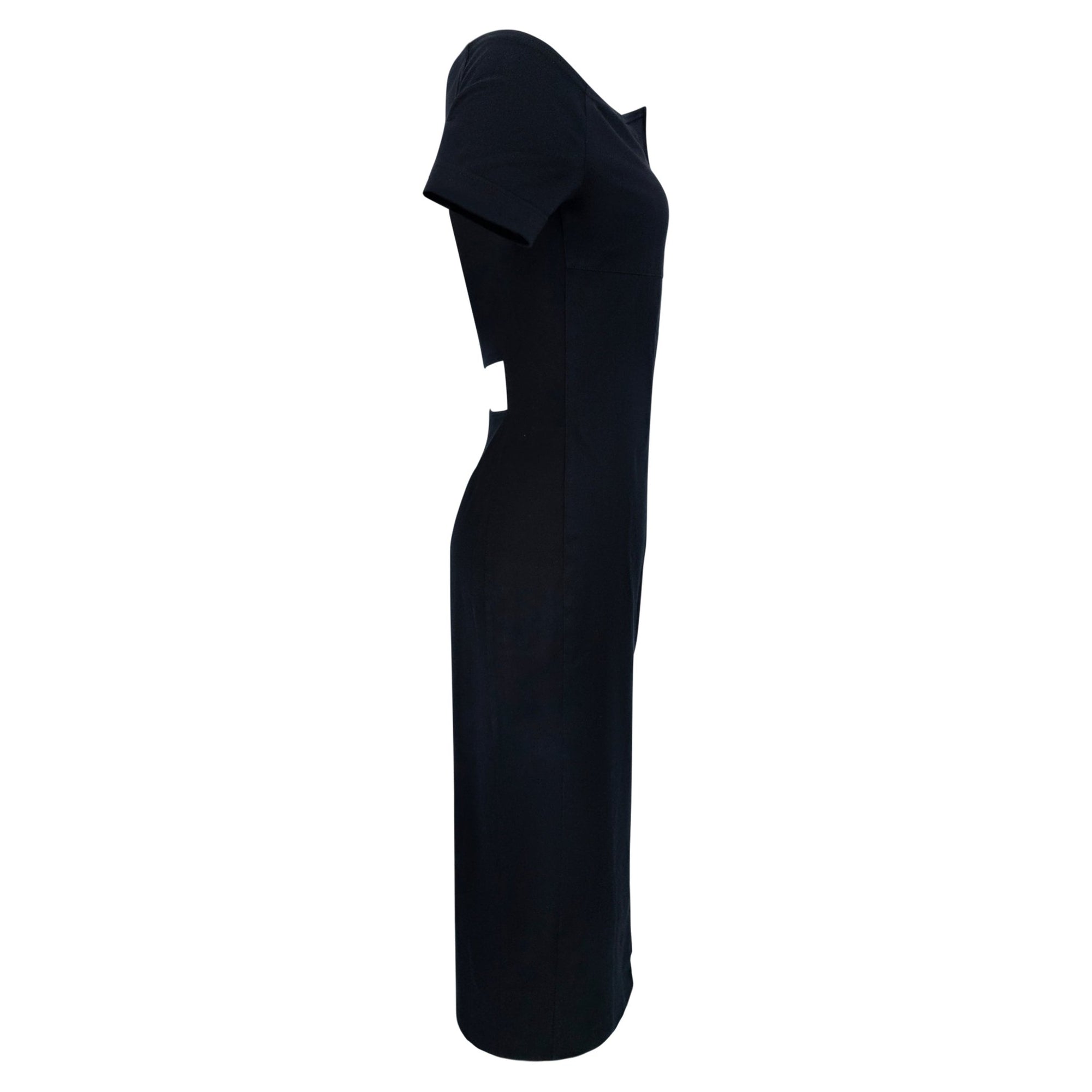1990s Paco Rabanne Black Backless Cutout Front - Zip Cocktail Dress - RealList