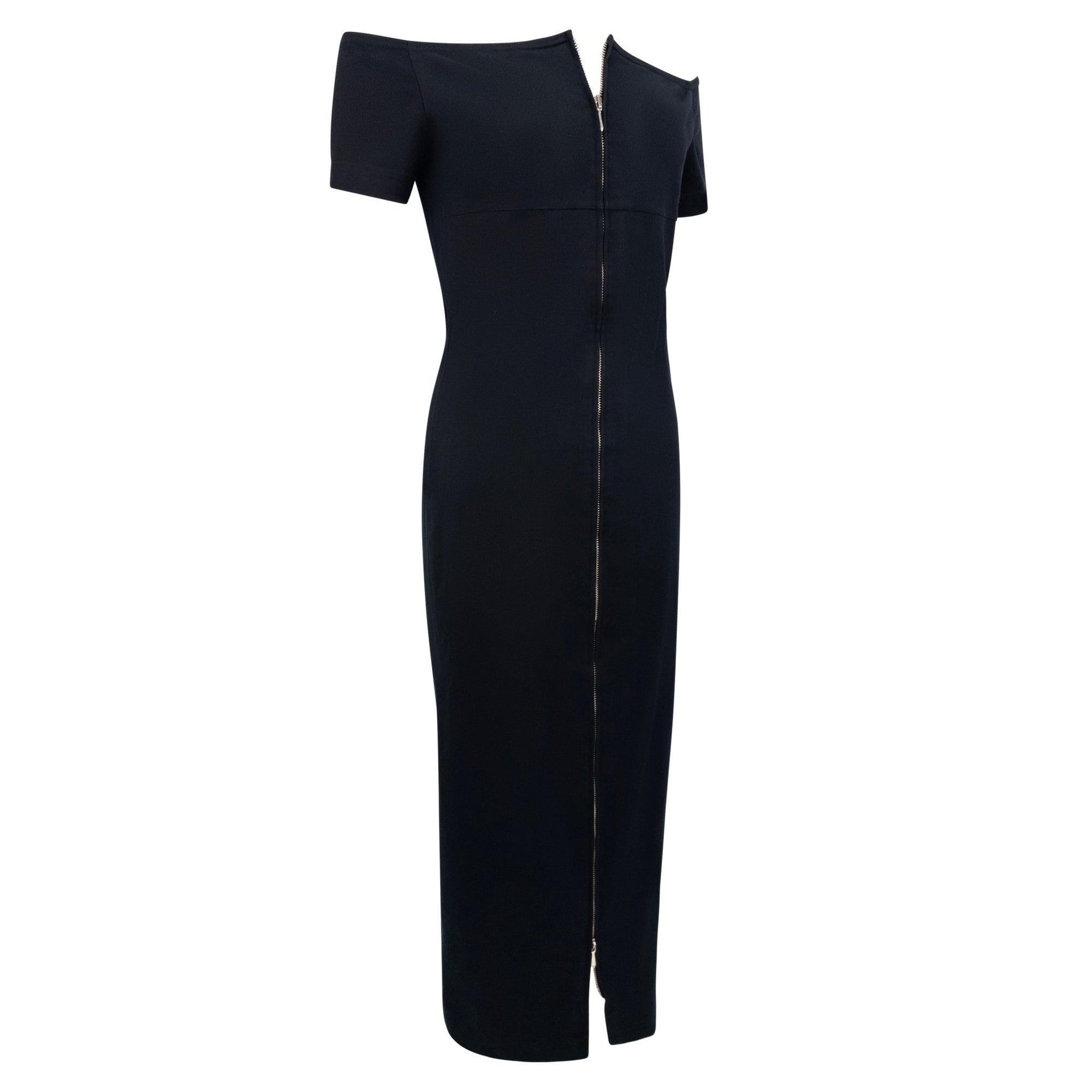 1990s Paco Rabanne Black Backless Cutout Front - Zip Cocktail Dress - RealList