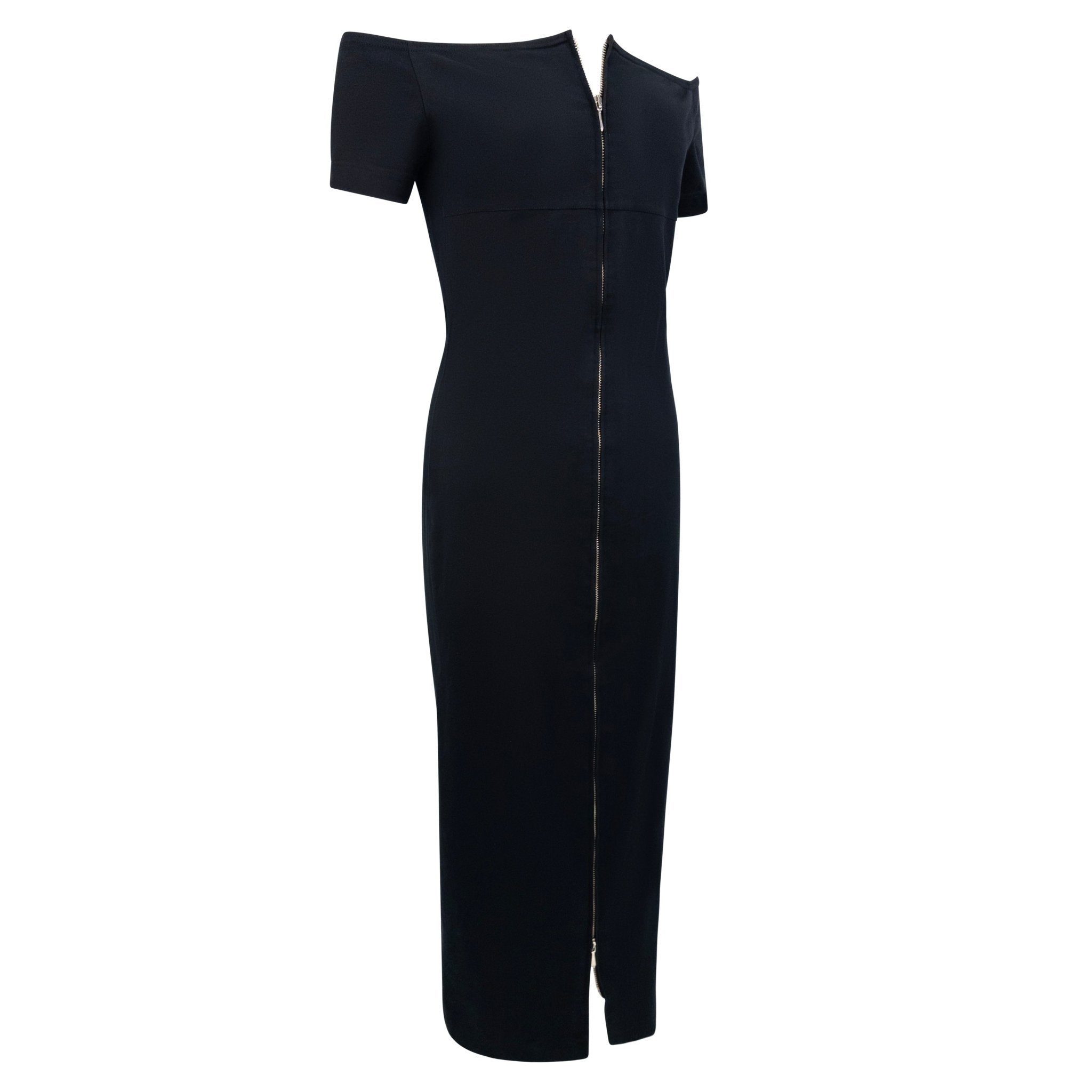1990s Paco Rabanne Black Backless Cutout Front - Zip Cocktail Dress - RealList