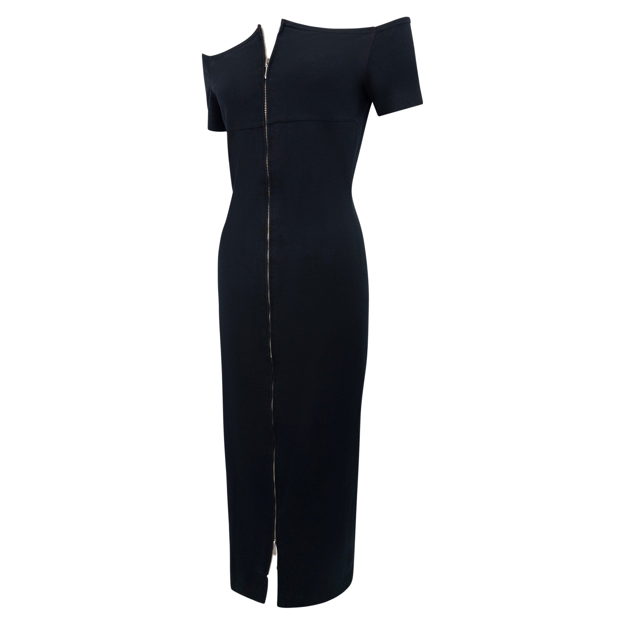 1990s Paco Rabanne Black Backless Cutout Front - Zip Cocktail Dress - RealList