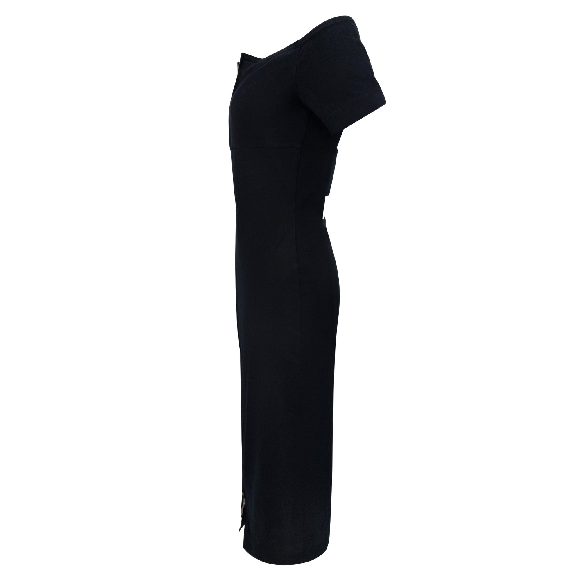 1990s Paco Rabanne Black Backless Cutout Front - Zip Cocktail Dress - RealList