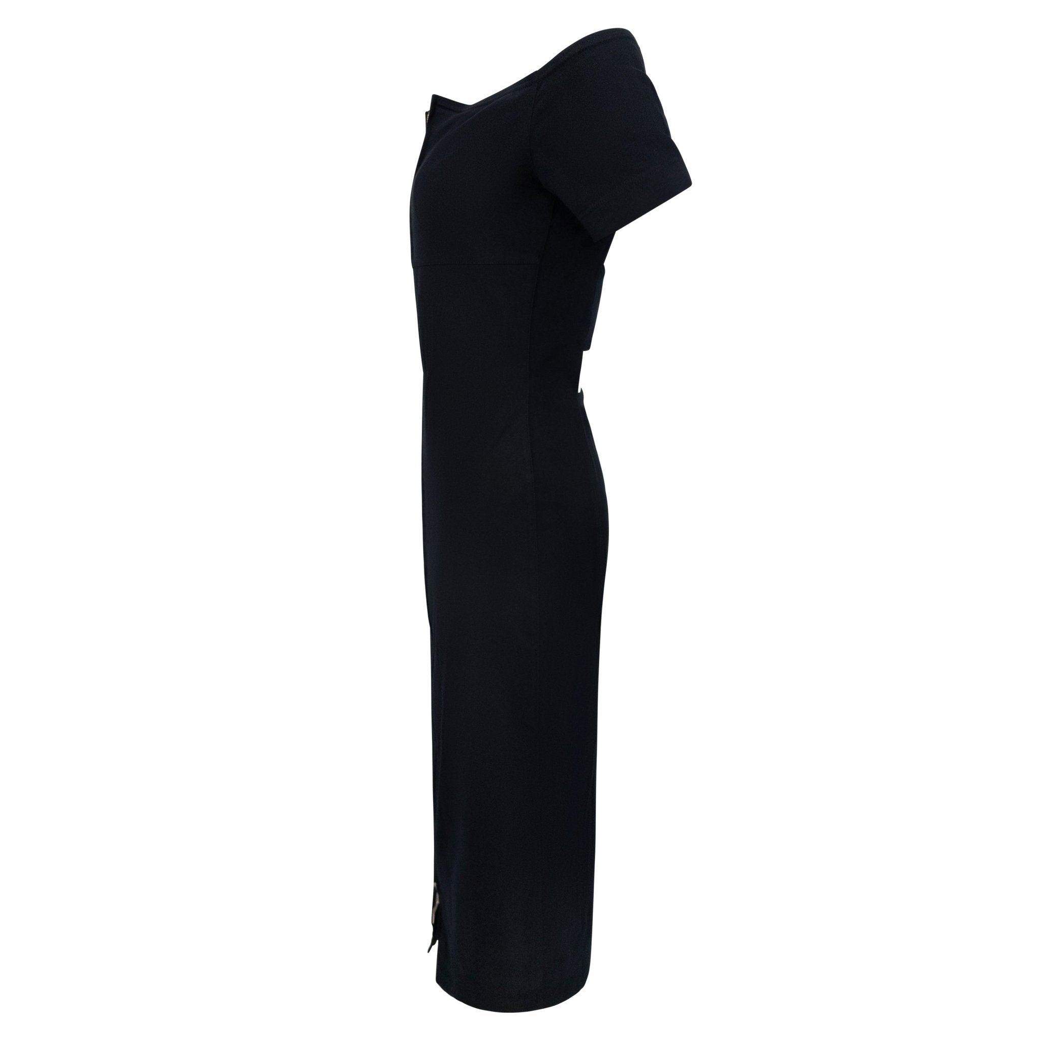 1990s Paco Rabanne Black Backless Cutout Front - Zip Cocktail Dress - RealList