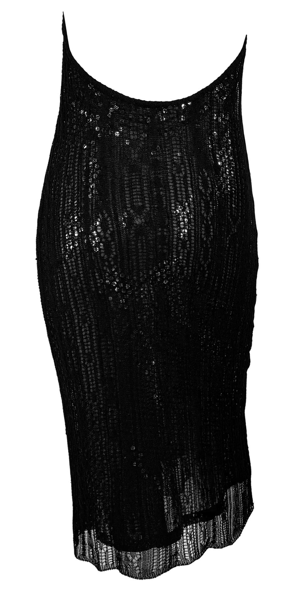 1990s Rifat Ozbek Sheer Black Mesh Overlay Sequin Backless Halter Bodycon Dress - RealList