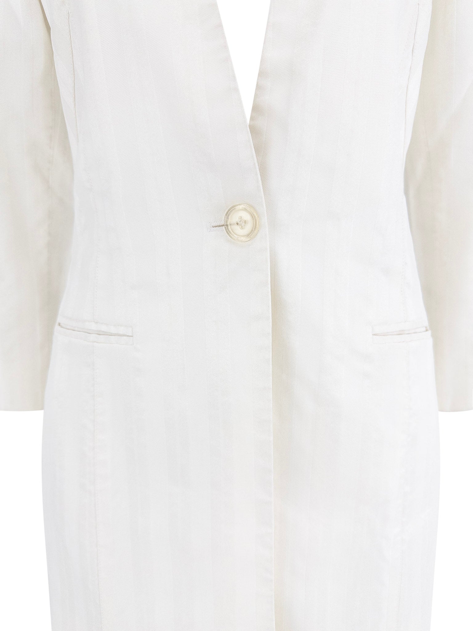 1990s Rifat Ozbek Shimmery White Stripe Pantsuit - RealList