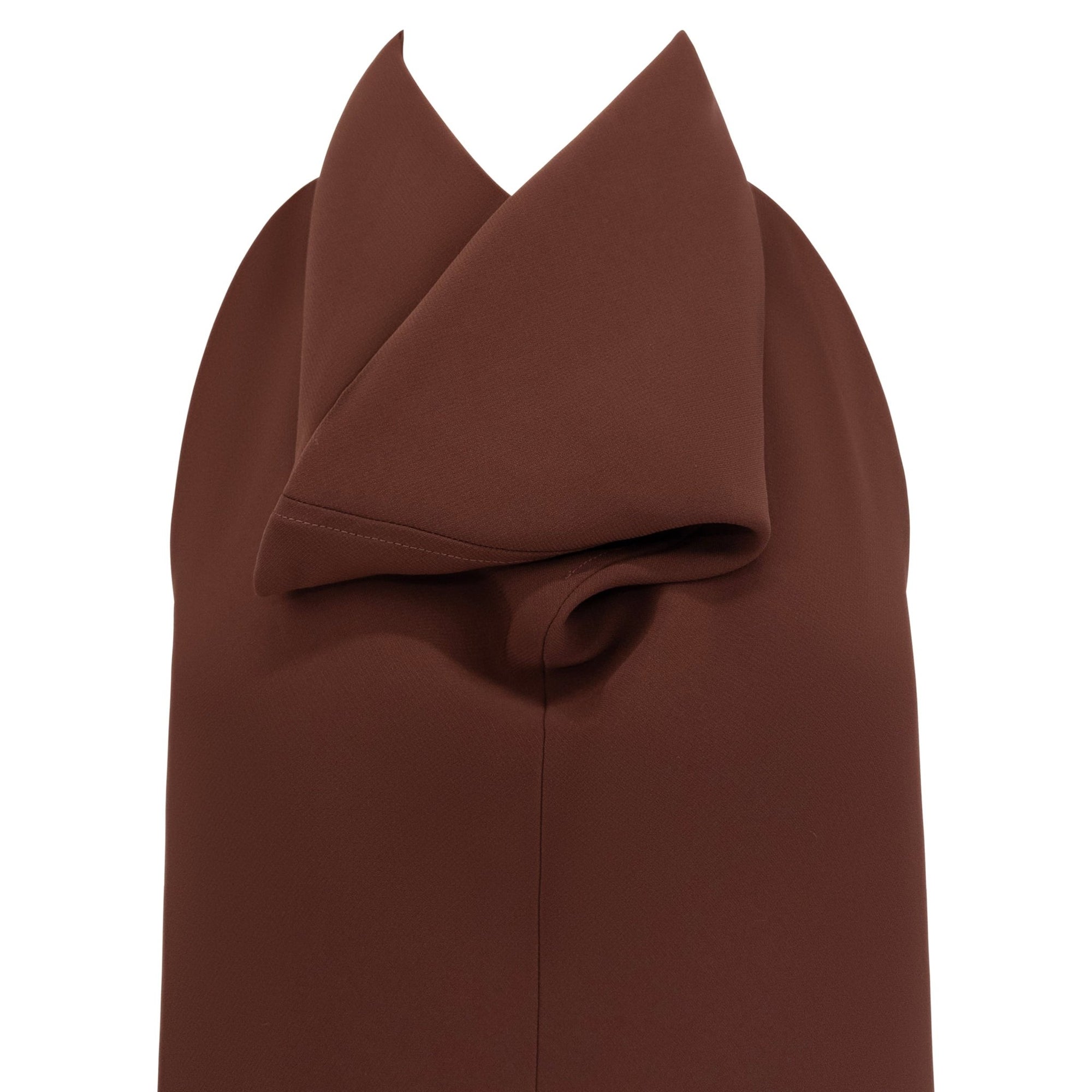 1990s Salvatore Ferragamo Backless Brown Cowl Neck Flare Cocktail Dress - RealList