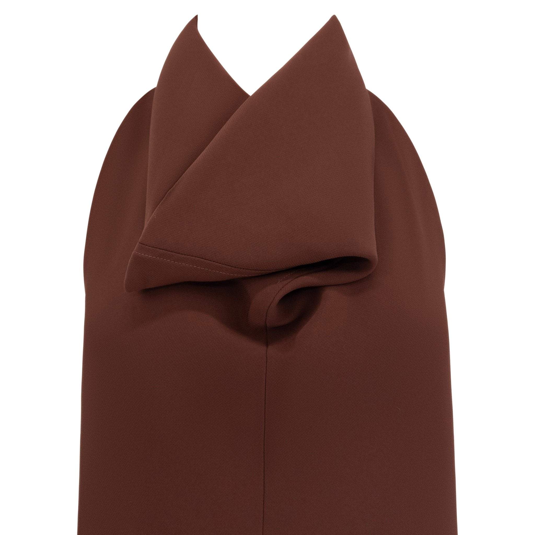 1990s Salvatore Ferragamo Backless Brown Cowl Neck Flare Cocktail Dress - RealList