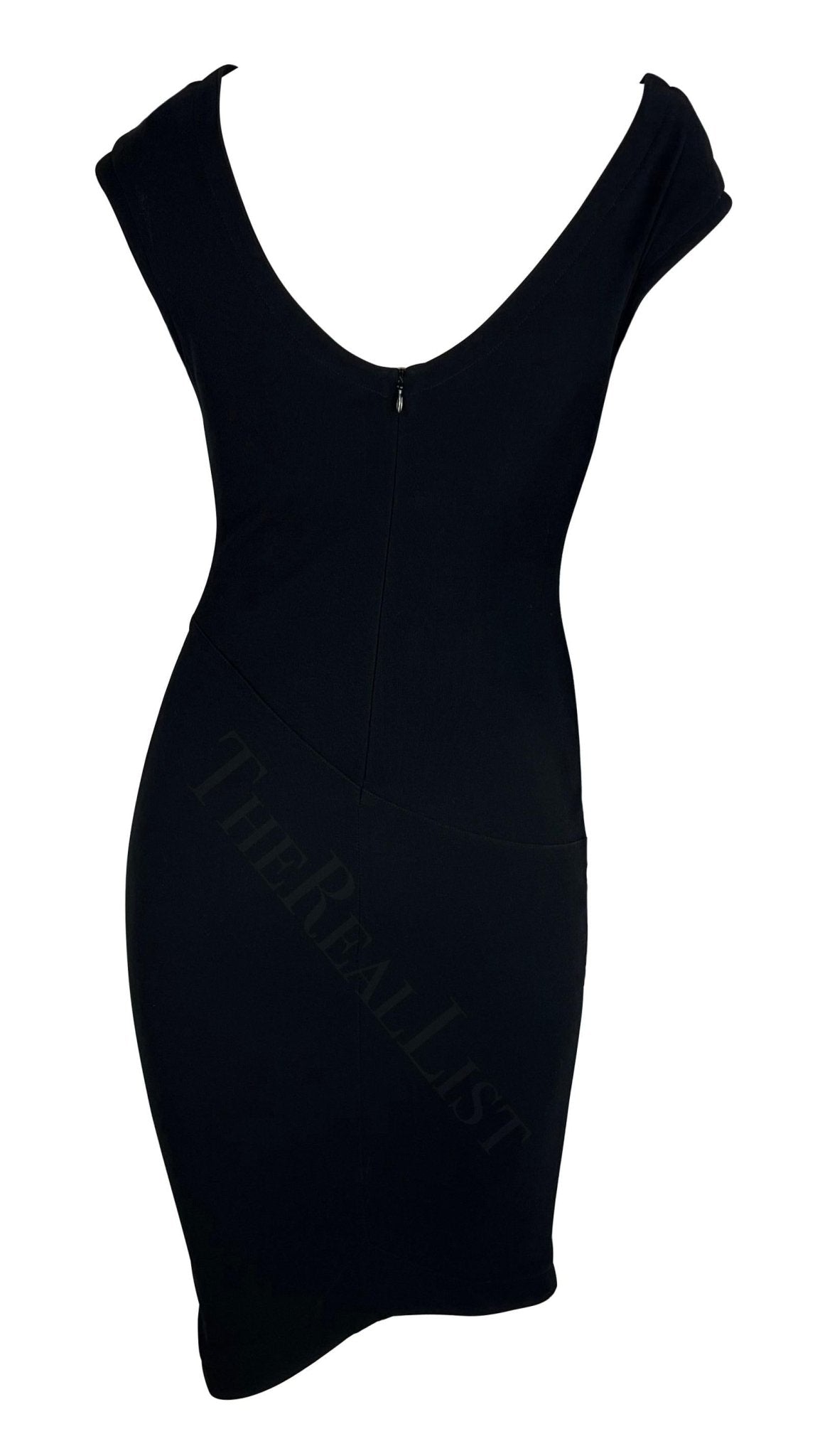 1990s Thierry Mugler Black Knit Cut Out Abstract Dress - RealList
