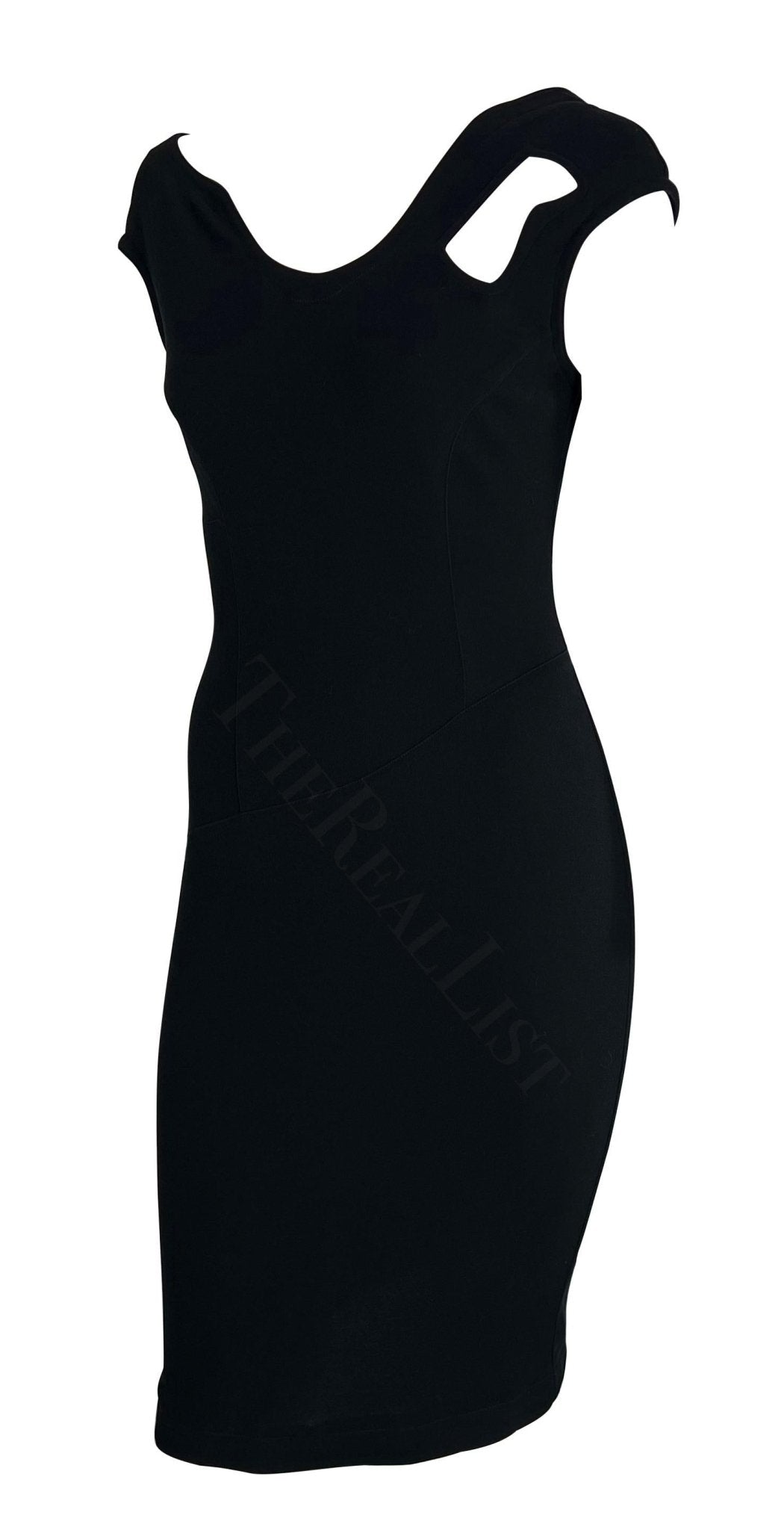 1990s Thierry Mugler Black Knit Cut Out Abstract Dress - RealList