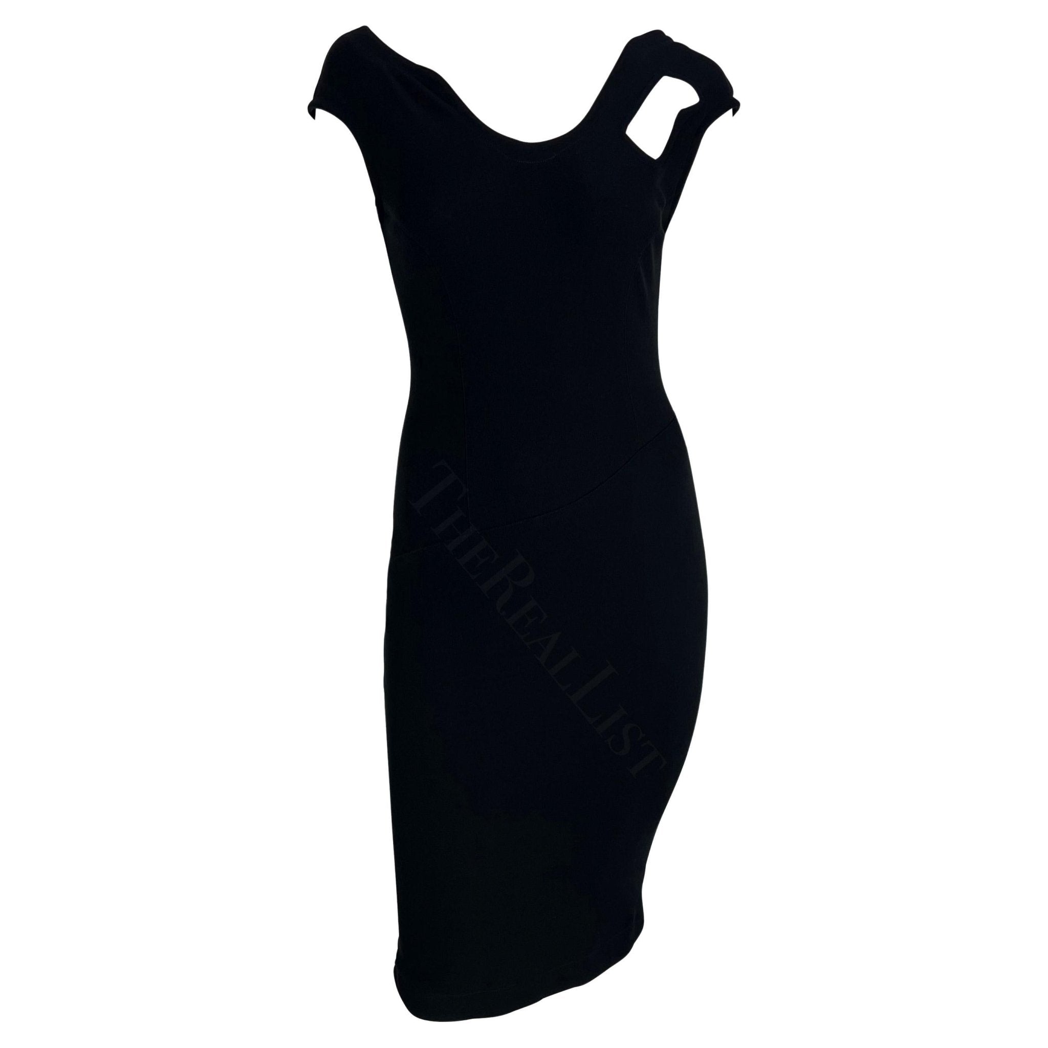 1990s Thierry Mugler Black Knit Cut Out Abstract Dress - RealList