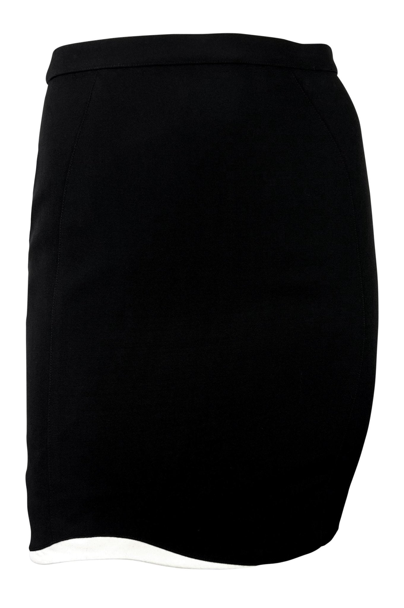 1990s Thierry Mugler Black White Sculpted Asymmetric Bow Skirt Suit - RealList