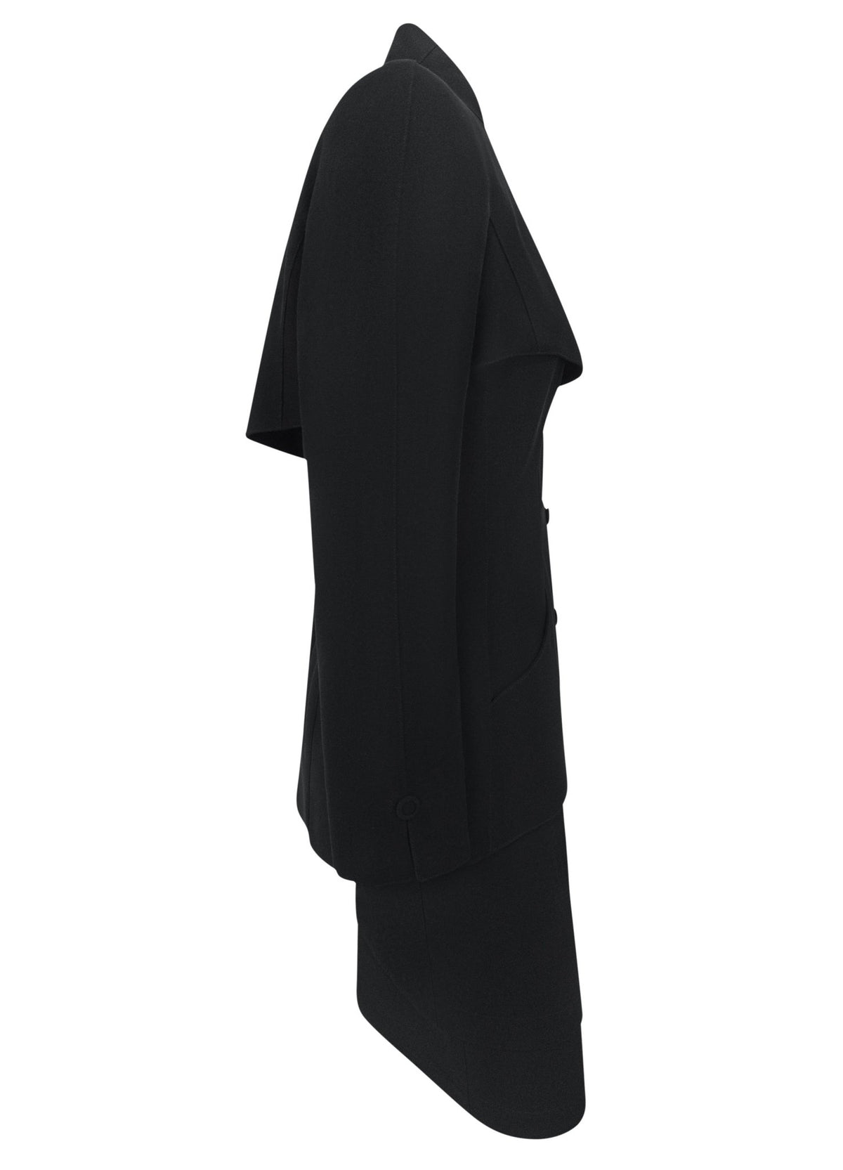 1990s Thierry Mugler Black Wool Tiered Capelet Hourglass Skirt Suit - RealList