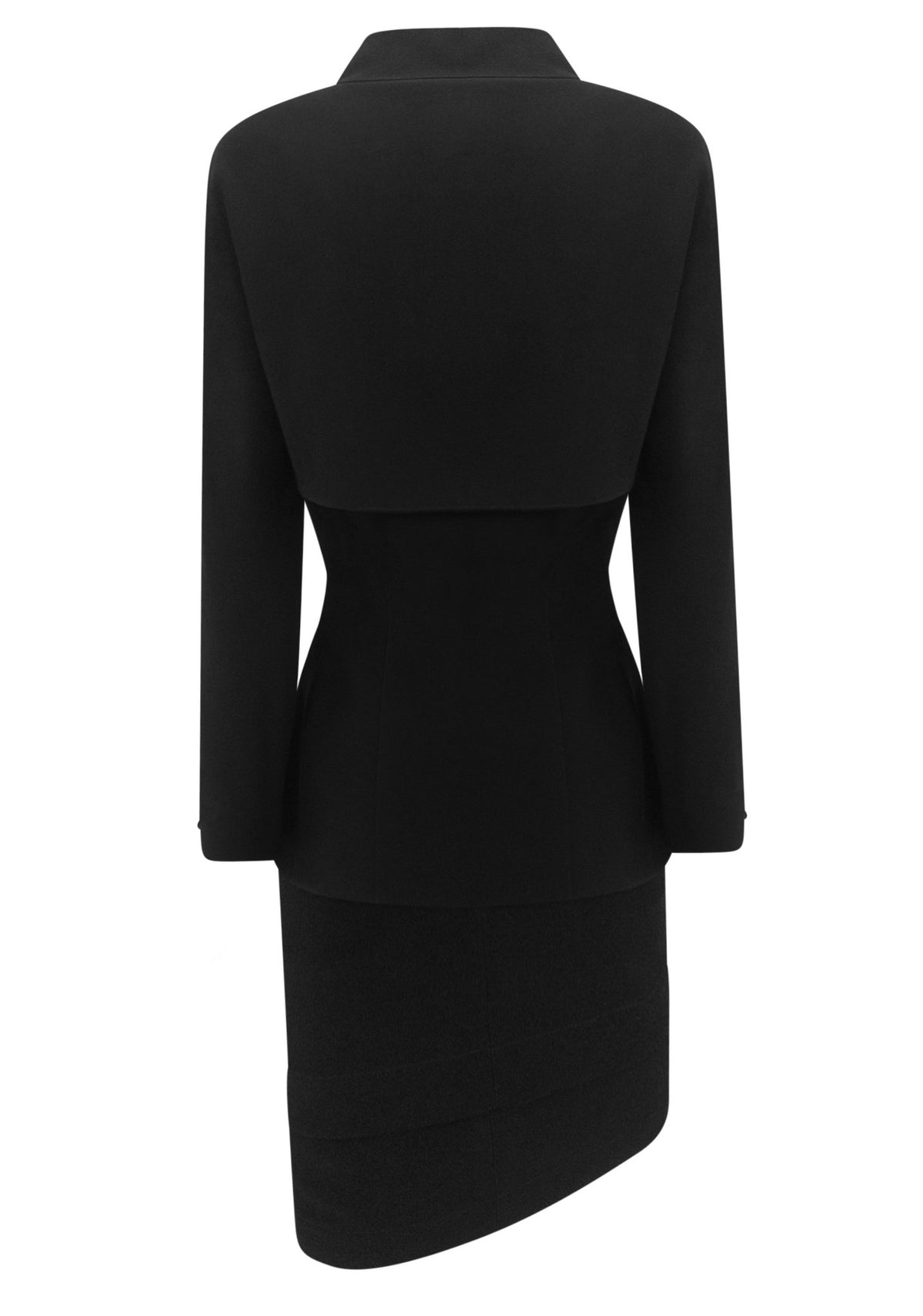 1990s Thierry Mugler Black Wool Tiered Capelet Hourglass Skirt Suit - RealList