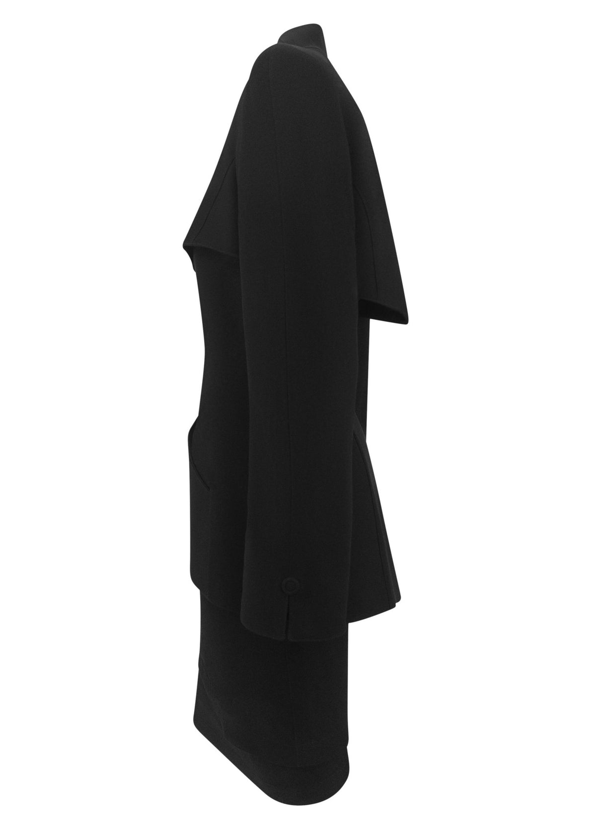 1990s Thierry Mugler Black Wool Tiered Capelet Hourglass Skirt Suit - RealList