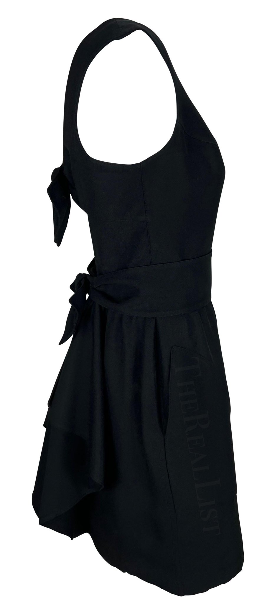 1990s Thierry Mugler Little Black Double Bow Cutout Belted Mini Dress - RealList