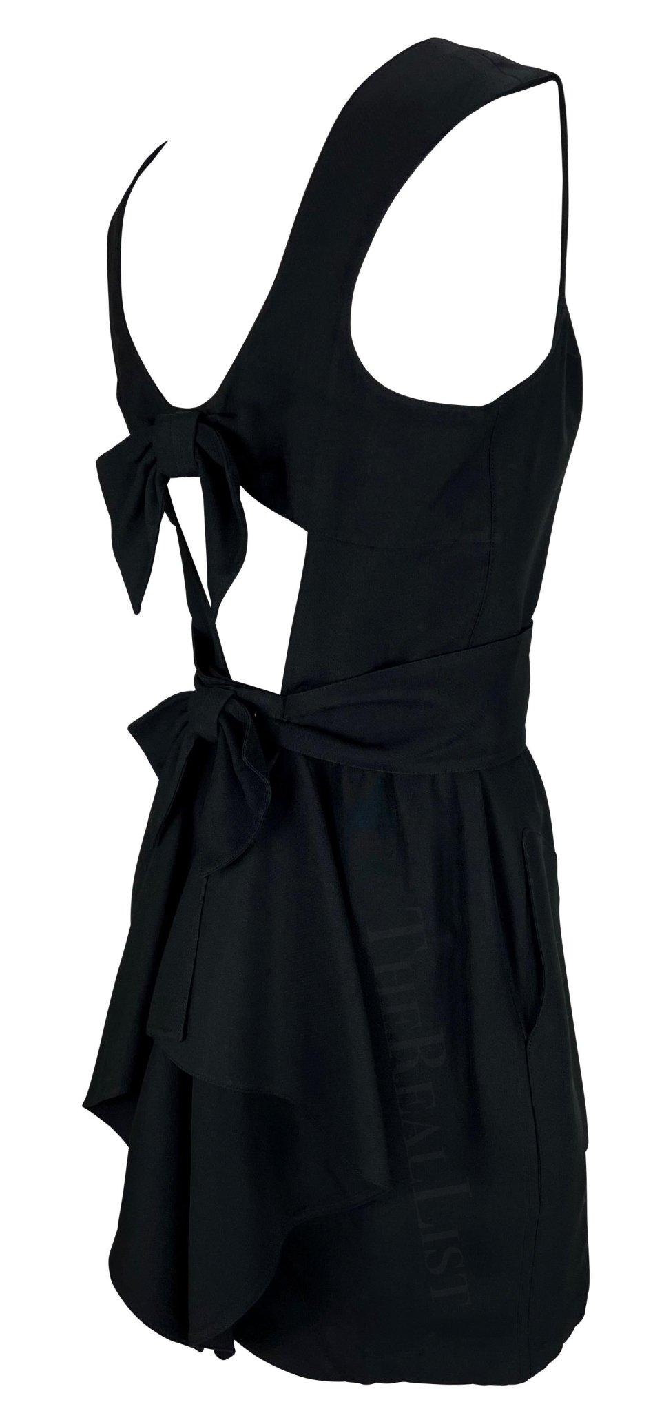 1990s Thierry Mugler Little Black Double Bow Cutout Belted Mini Dress - RealList