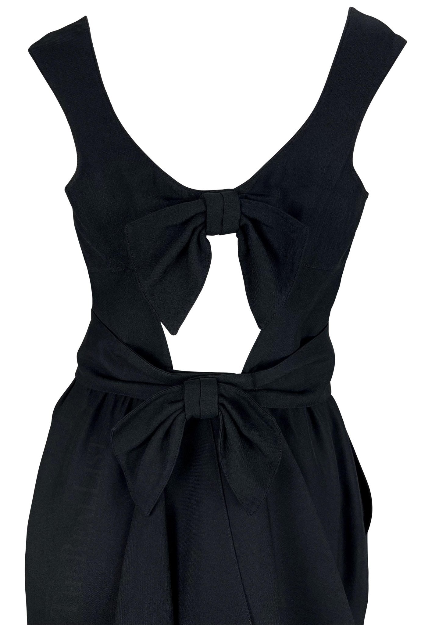 1990s Thierry Mugler Little Black Double Bow Cutout Belted Mini Dress - RealList
