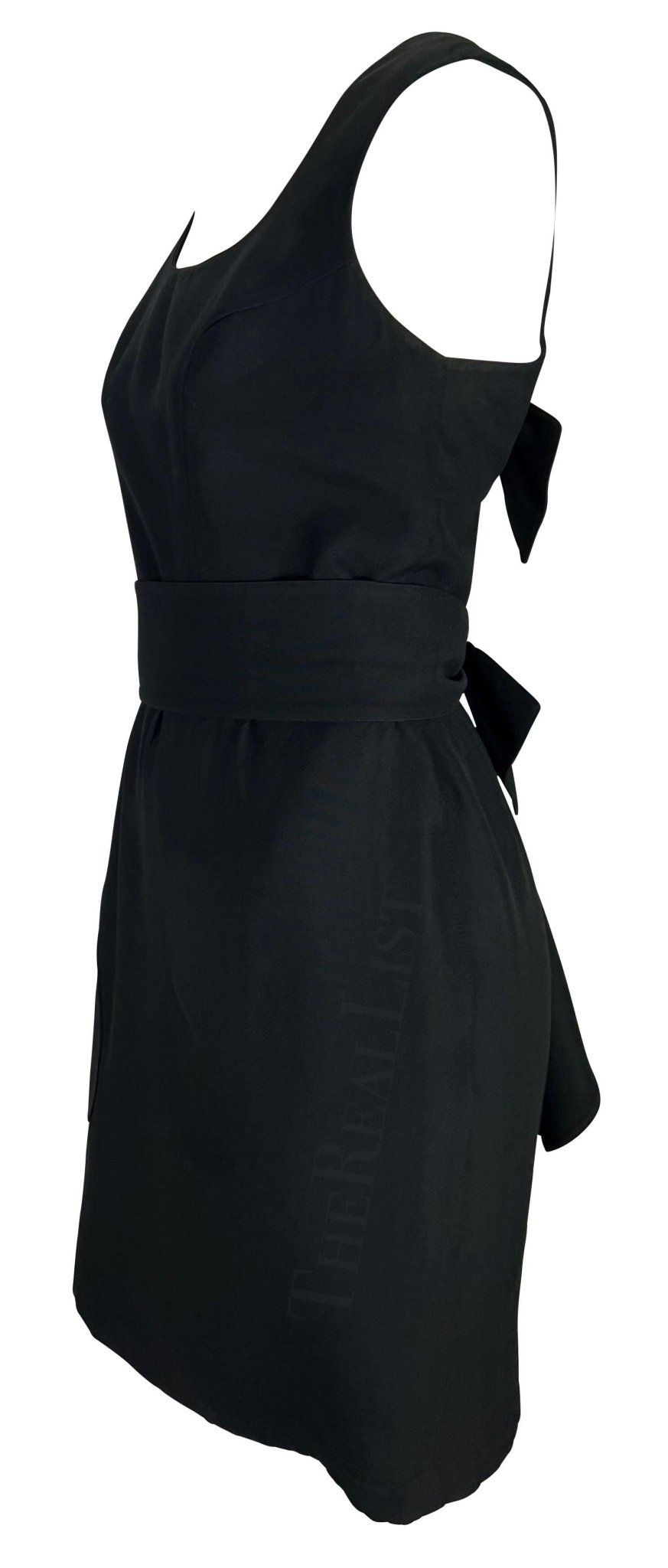 1990s Thierry Mugler Little Black Double Bow Cutout Belted Mini Dress - RealList