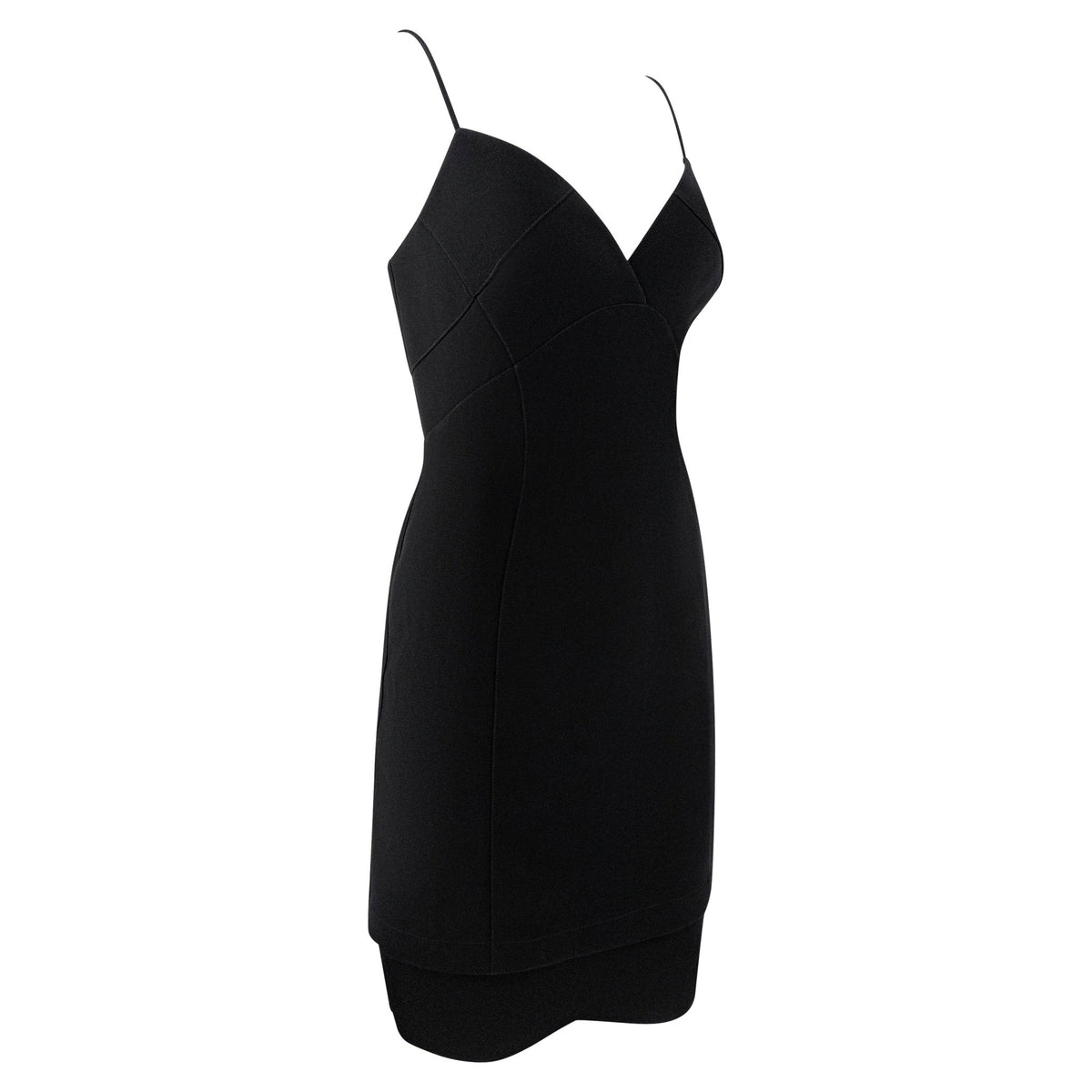 1990s Thierry Mugler Little Black Tiered Knee-Length Slip Dress - RealList