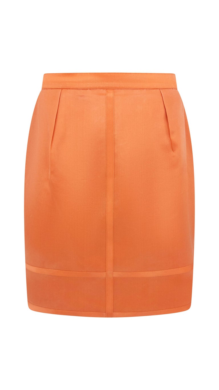 1990s Thierry Mugler Orange Semi - Sheer Silk Skirt Suit - RealList
