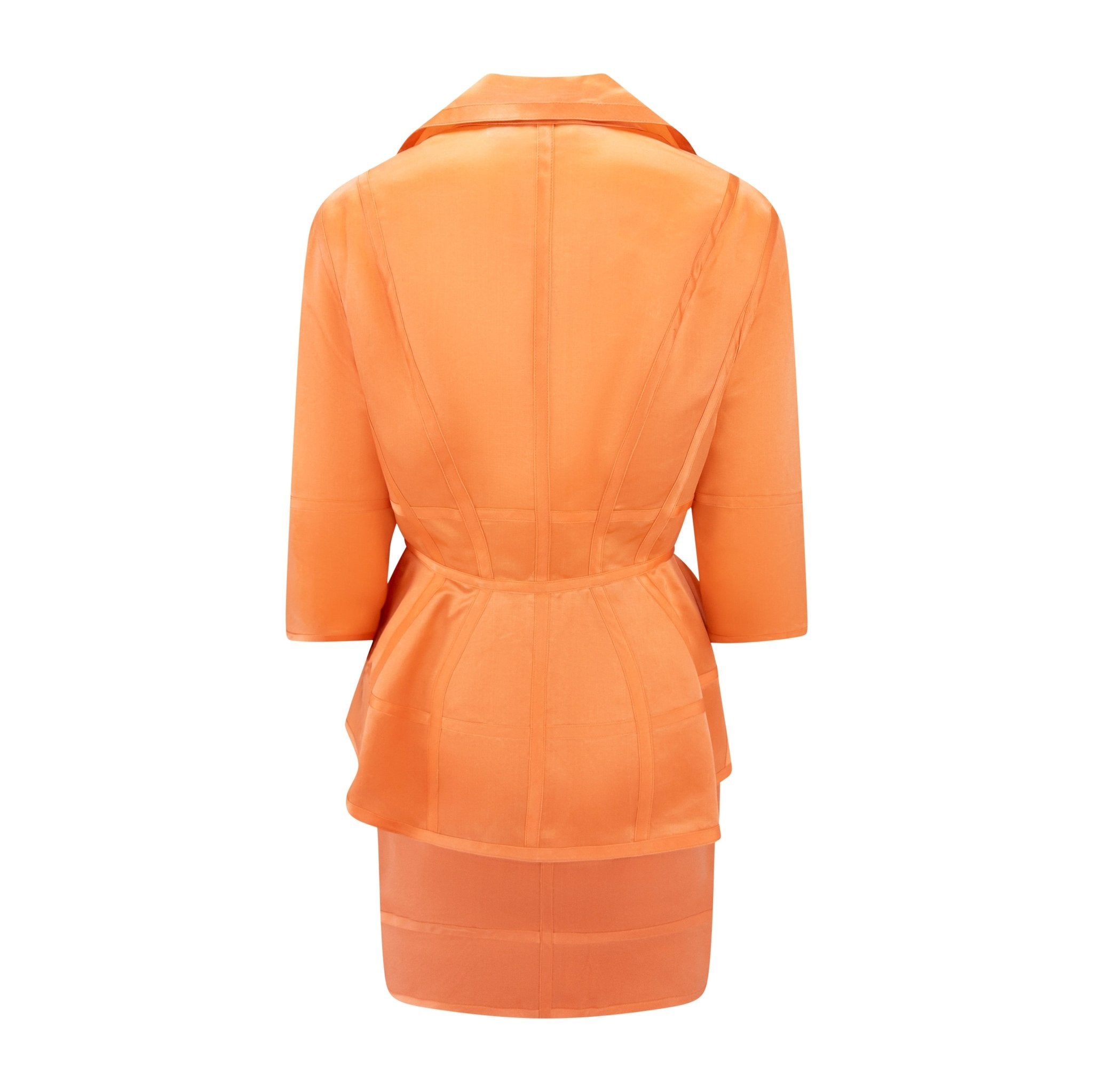 1990s Thierry Mugler Orange Semi - Sheer Silk Skirt Suit - RealList