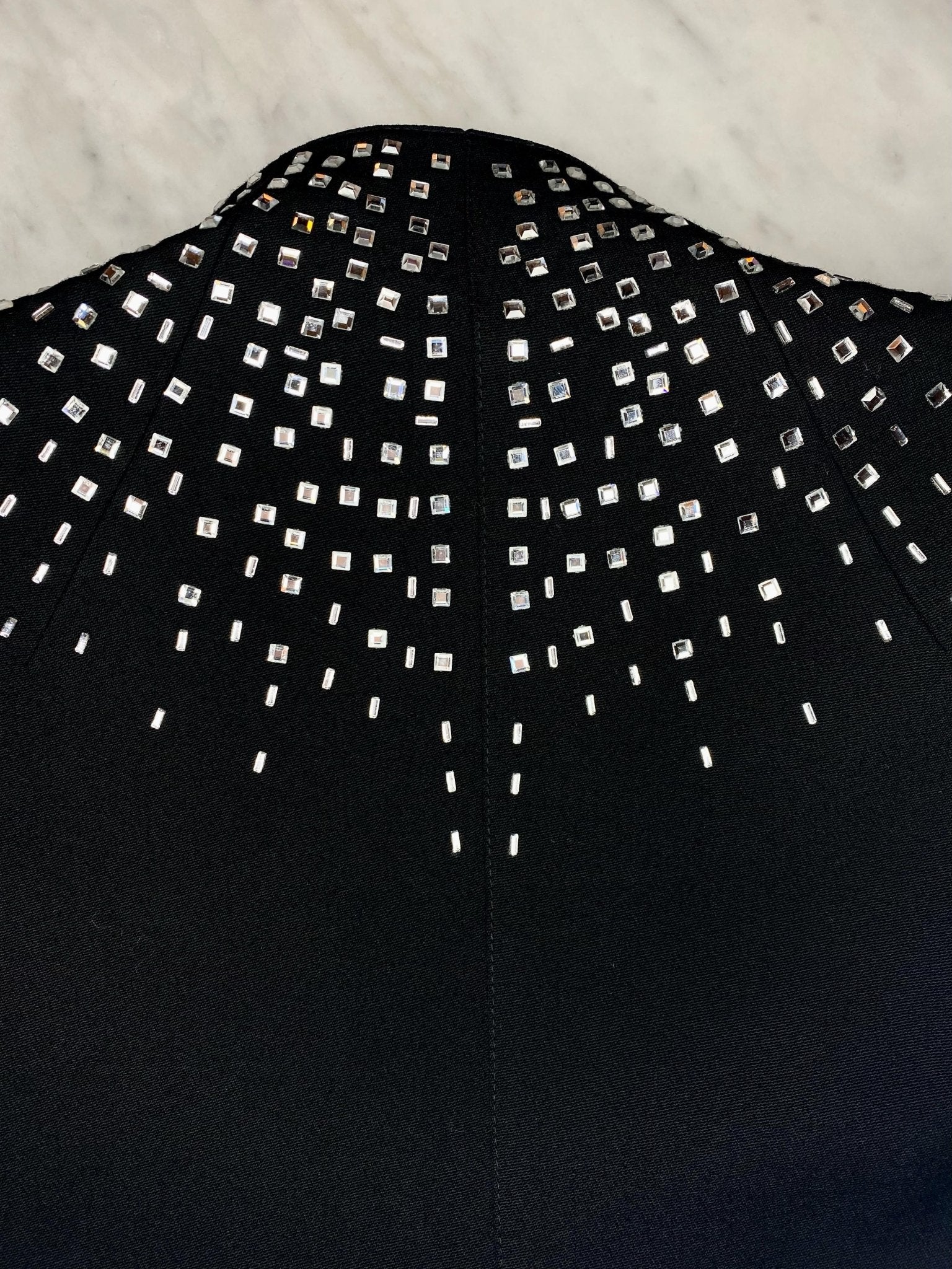 1990s Thierry Mugler Square Rhinestone Wide Leg Pantsuit - RealList