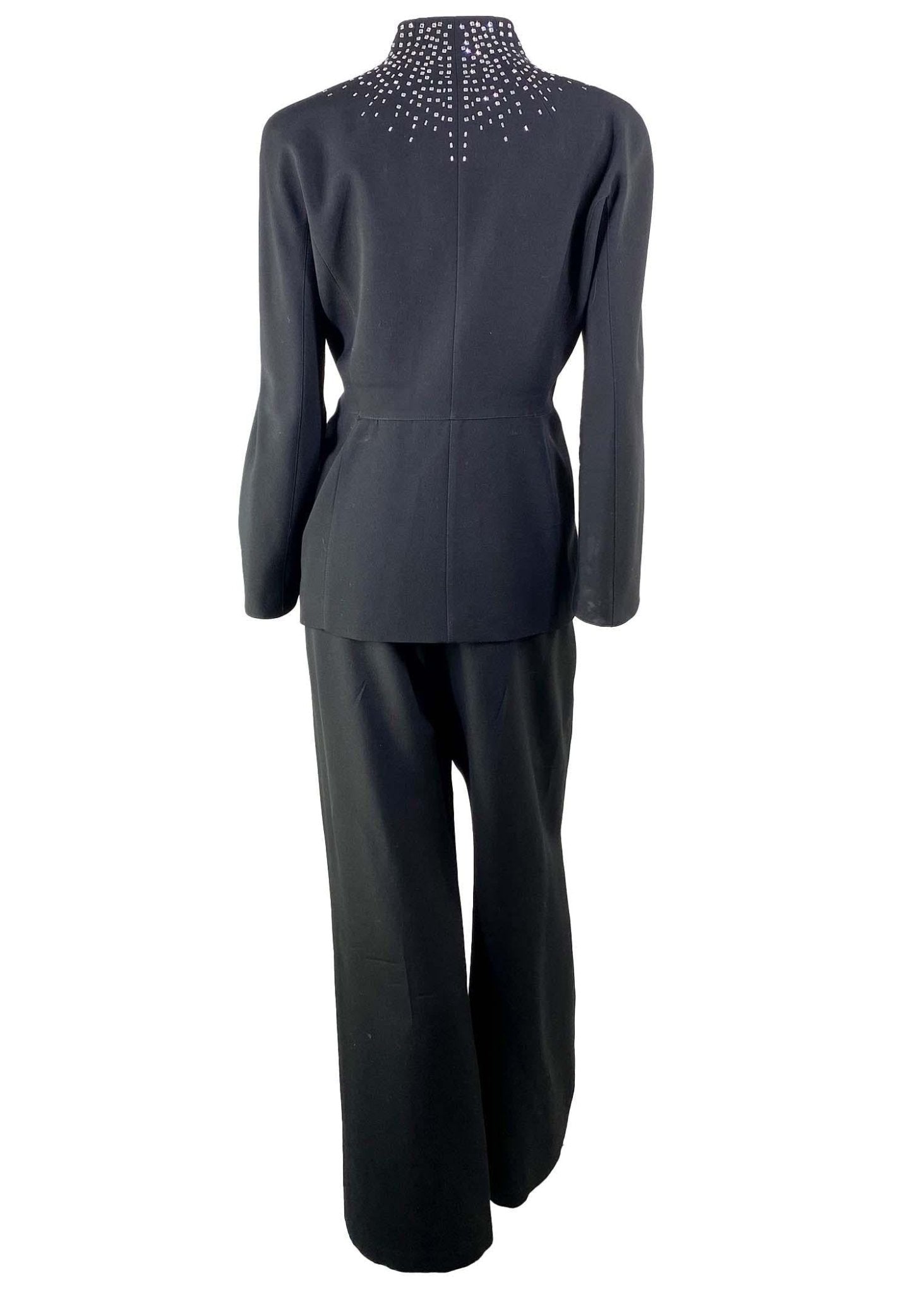 1990s Thierry Mugler Square Rhinestone Wide Leg Pantsuit - RealList