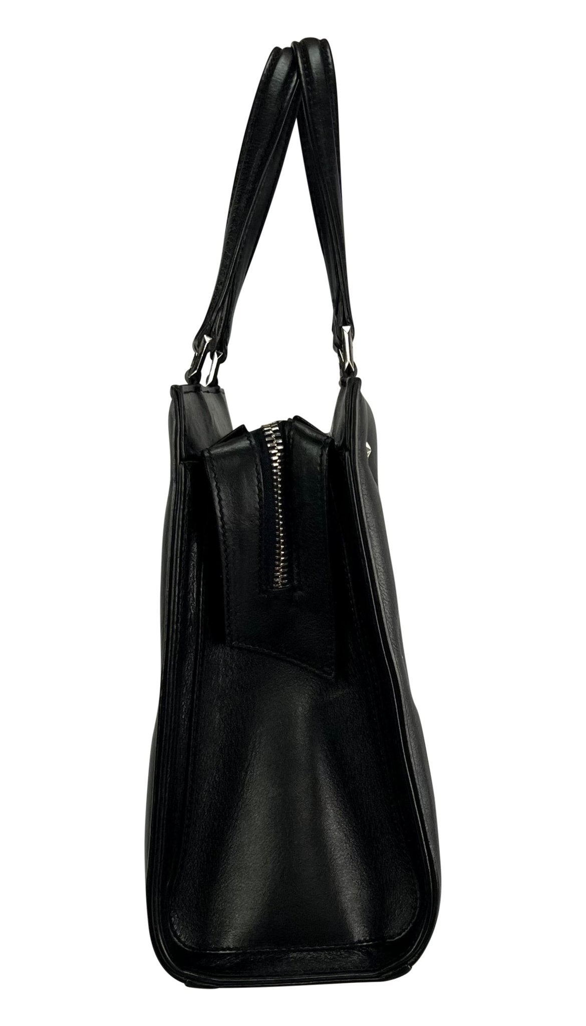 1990s Thierry Mugler Star Stud Quilted Black Leather Small Tote Bag - RealList