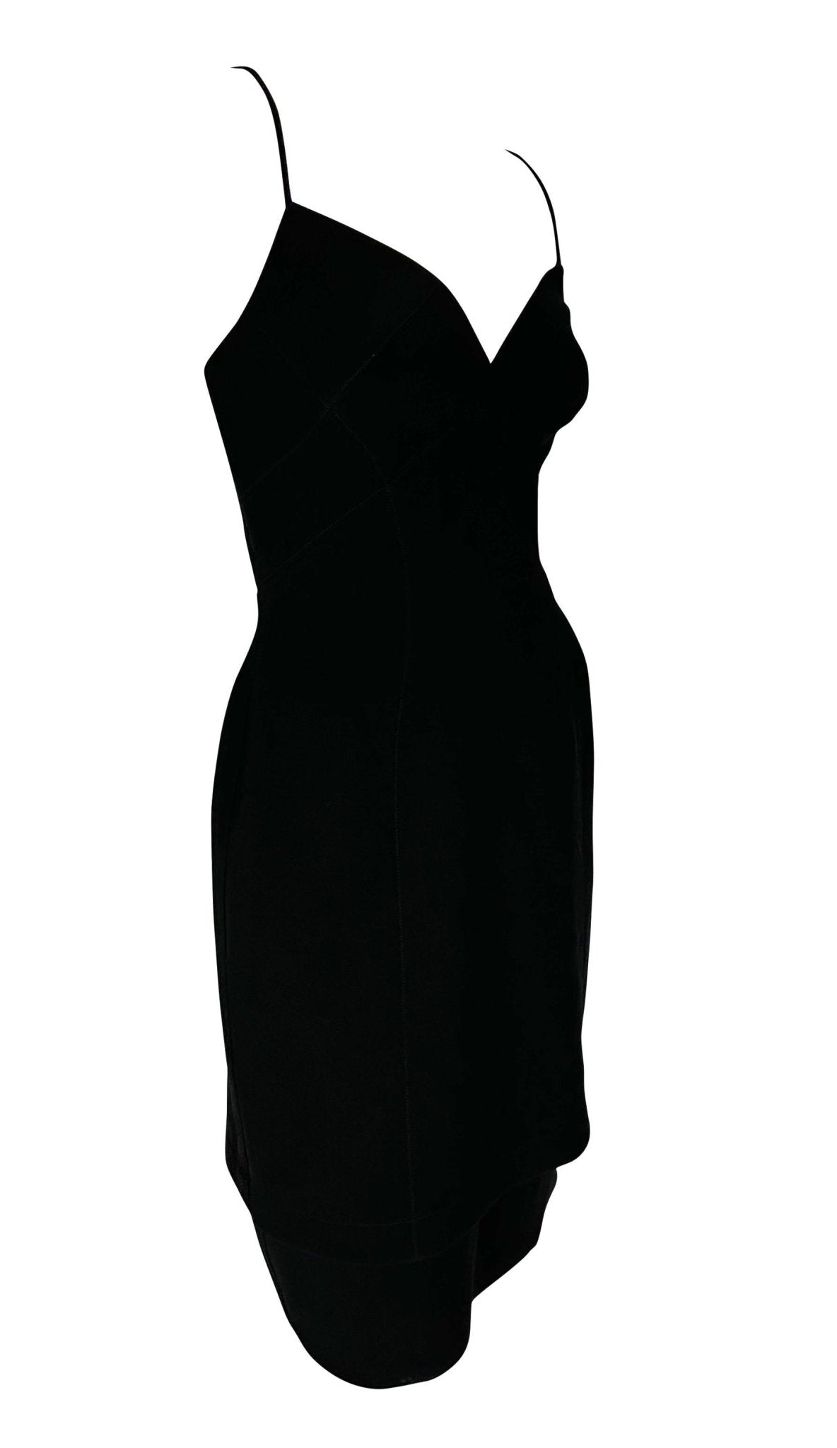 1990s Thierry Mugler Tiered Bodycon Little Black Dress - RealList