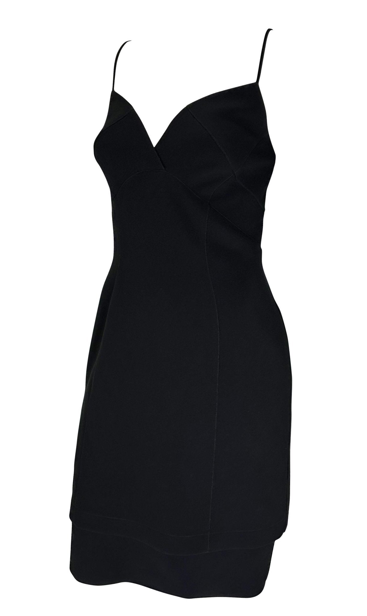 1990s Thierry Mugler Tiered Bodycon Little Black Dress - RealList