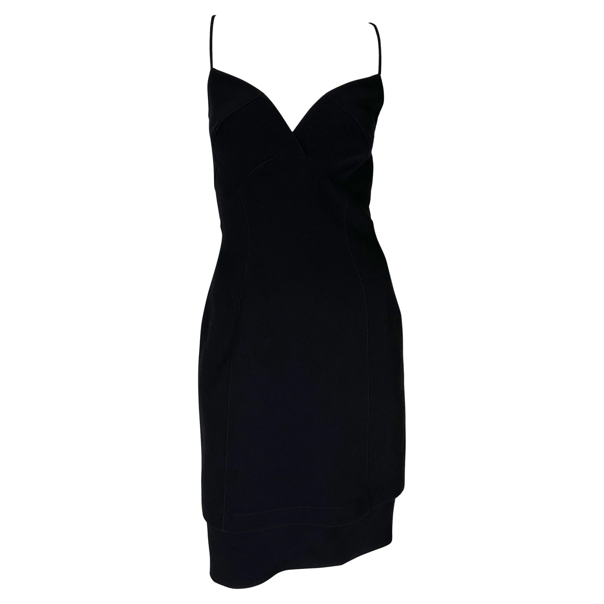 1990s Thierry Mugler Tiered Bodycon Little Black Dress - RealList