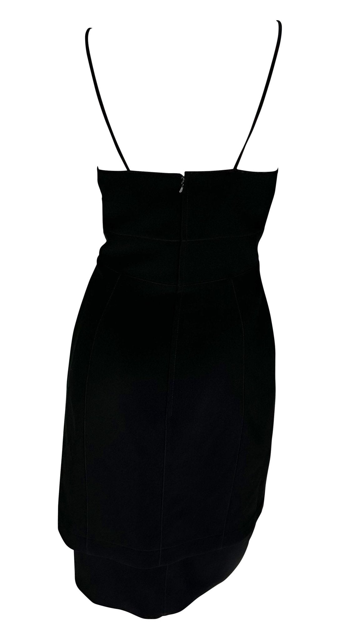 1990s Thierry Mugler Tiered Bodycon Little Black Dress - RealList