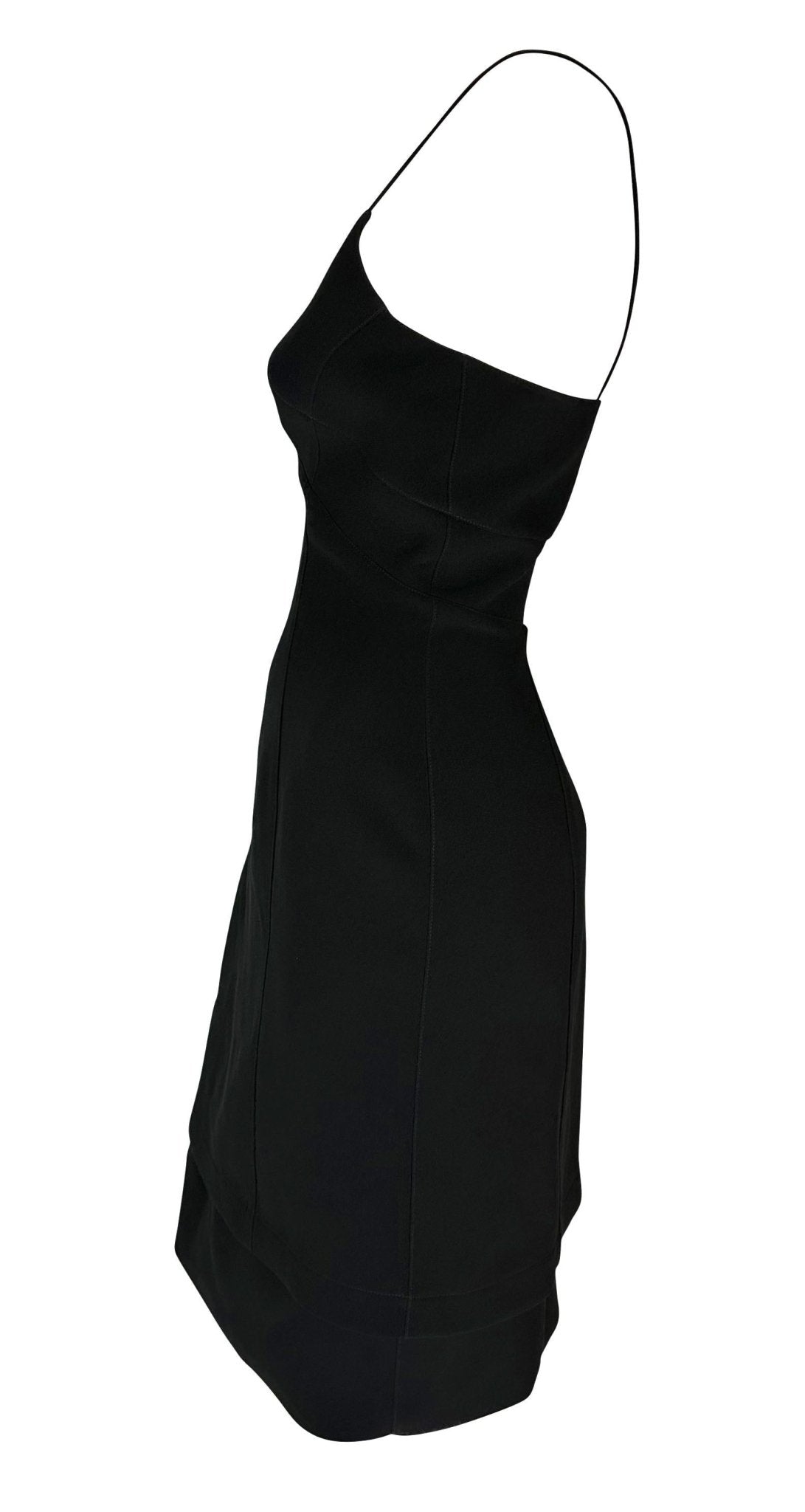 1990s Thierry Mugler Tiered Bodycon Little Black Dress - RealList