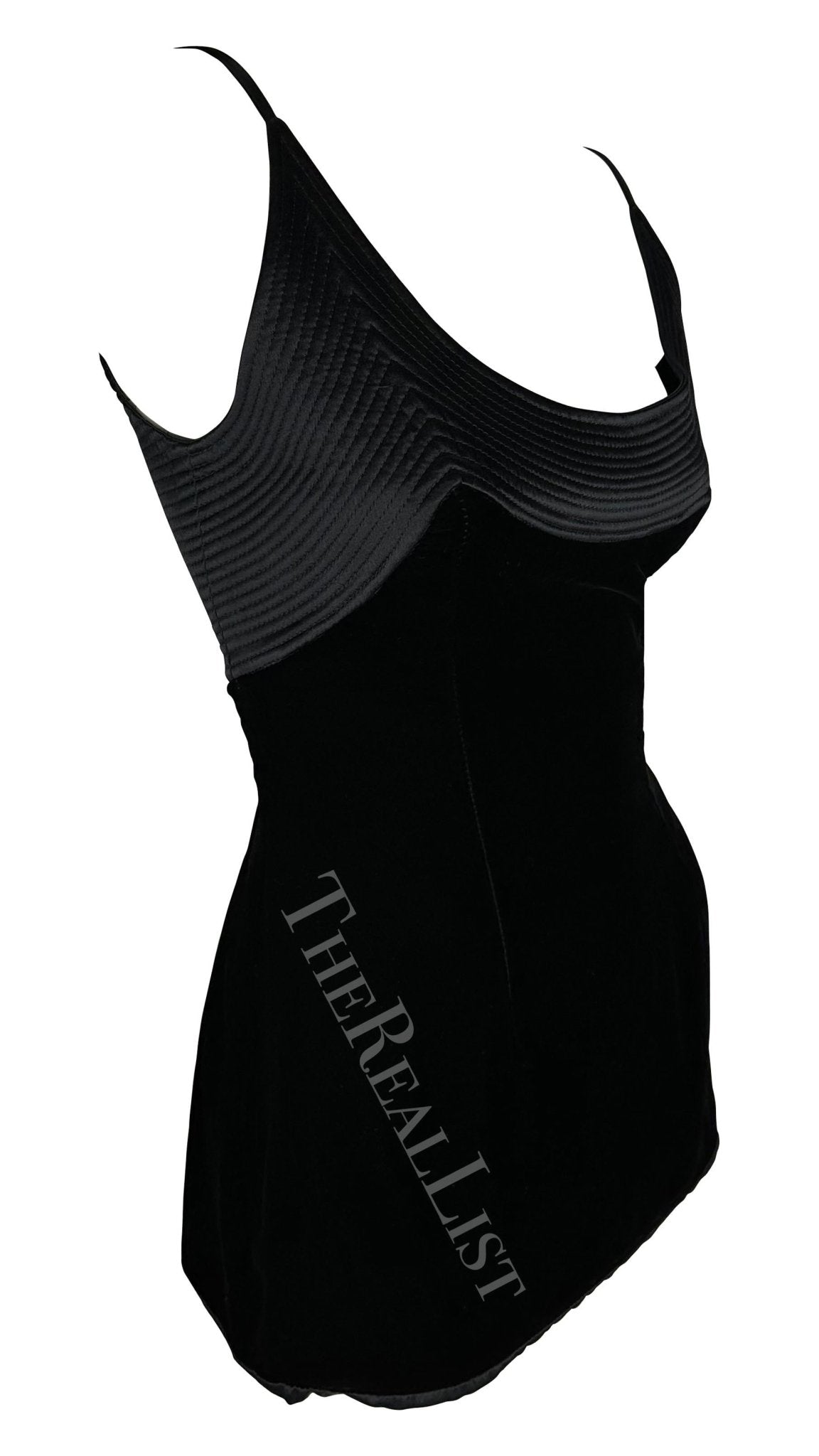 1990s Valentino Garavani Black Velvet Embroidered Tank Top - RealList