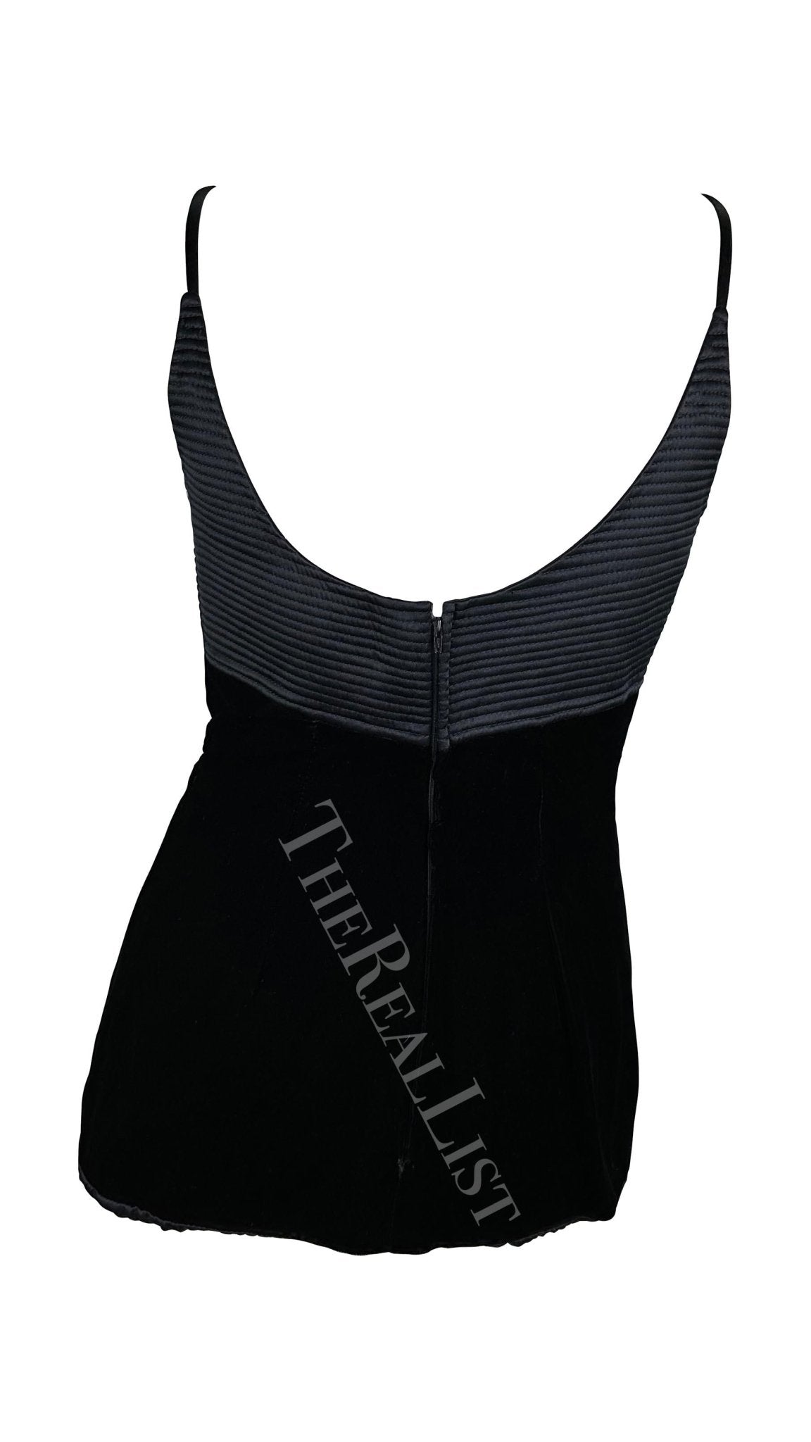 1990s Valentino Garavani Black Velvet Embroidered Tank Top - RealList