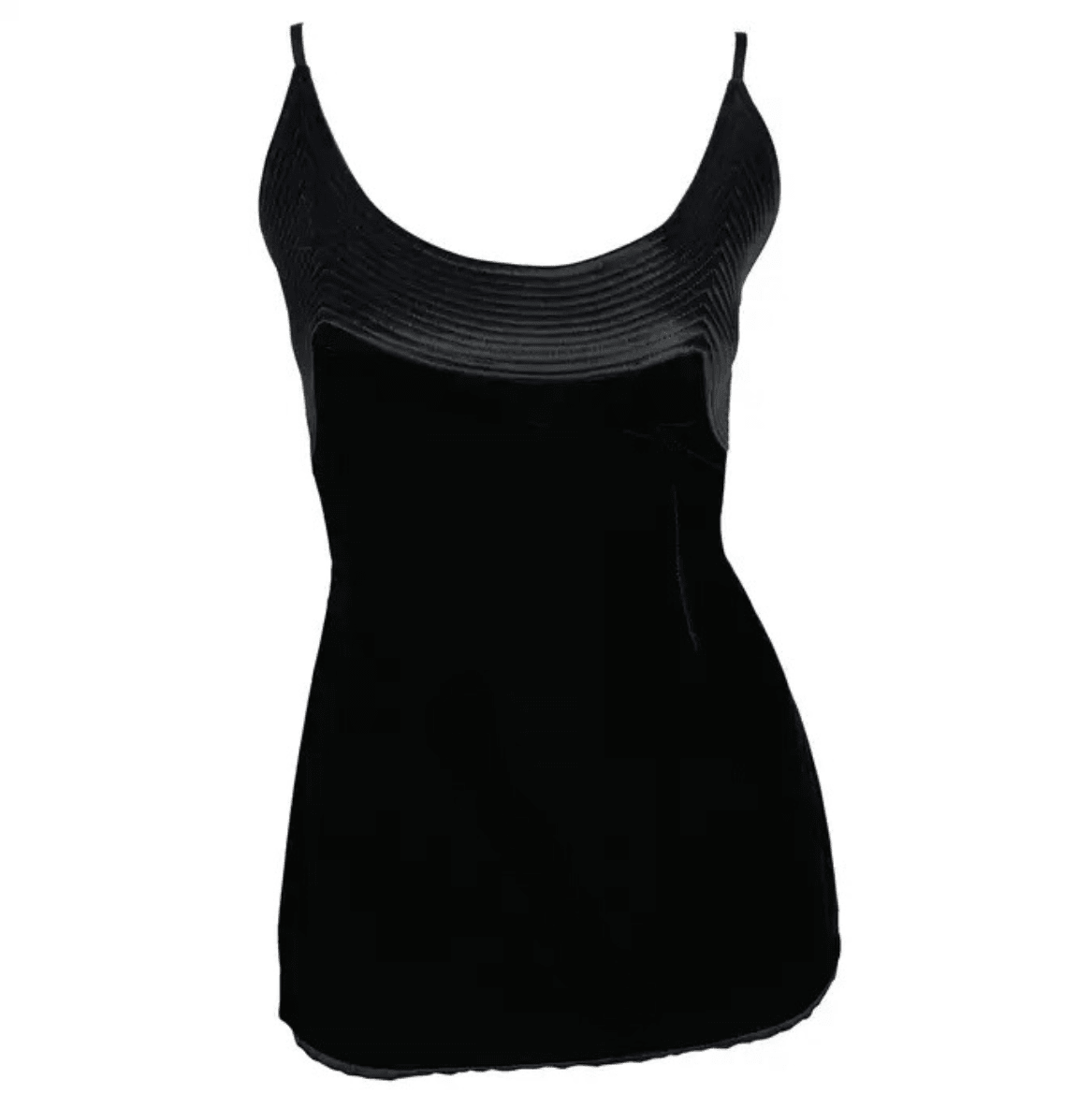 1990s Valentino Garavani Black Velvet Embroidered Tank Top - RealList