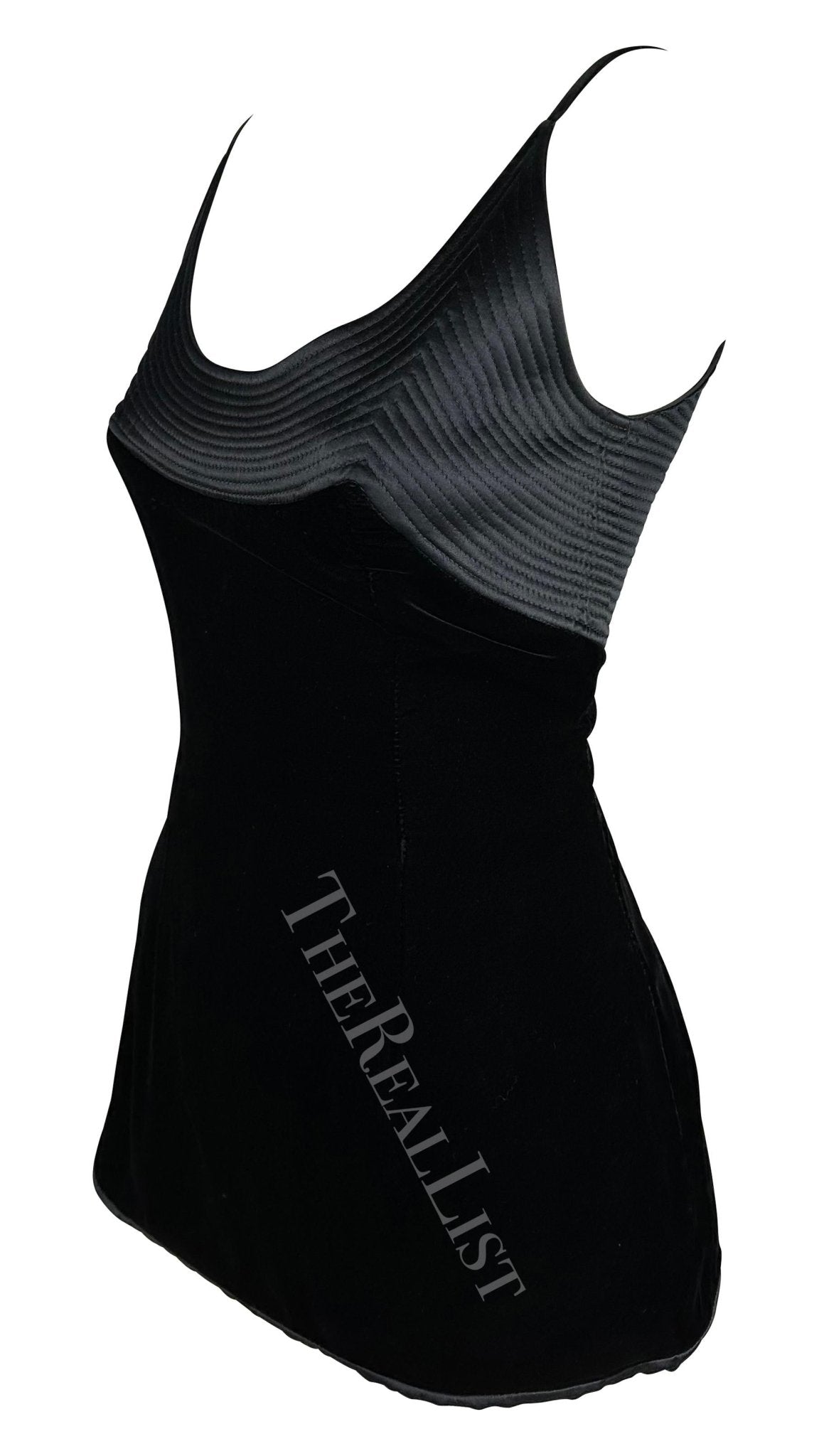 1990s Valentino Garavani Black Velvet Embroidered Tank Top - RealList
