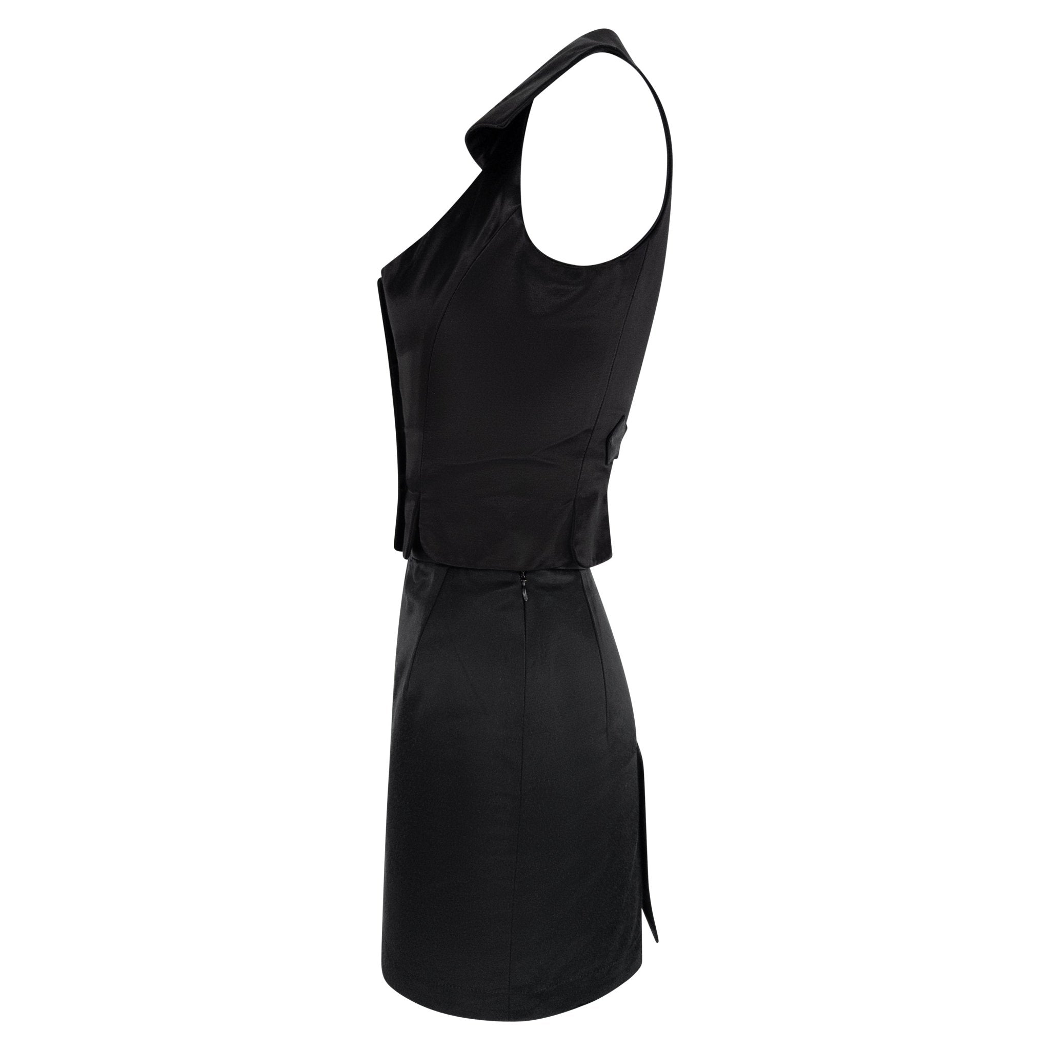 1990s Vivienne Westwood Black Satin Bustier Crop Top Mini Skirt Set - RealList