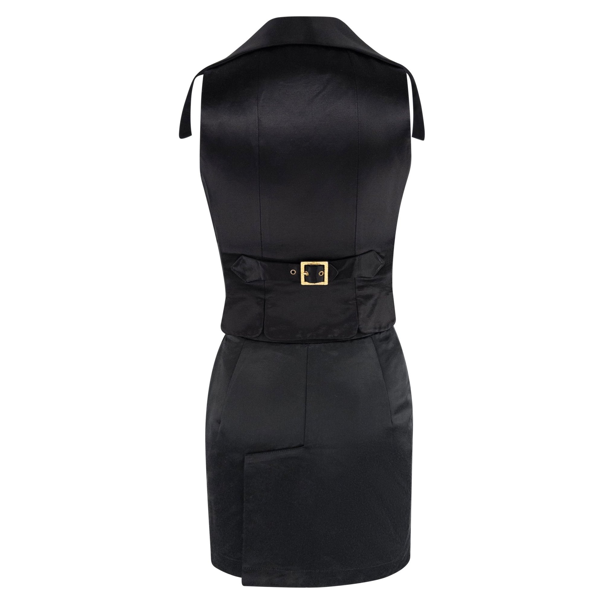 1990s Vivienne Westwood Black Satin Bustier Crop Top Mini Skirt Set - RealList