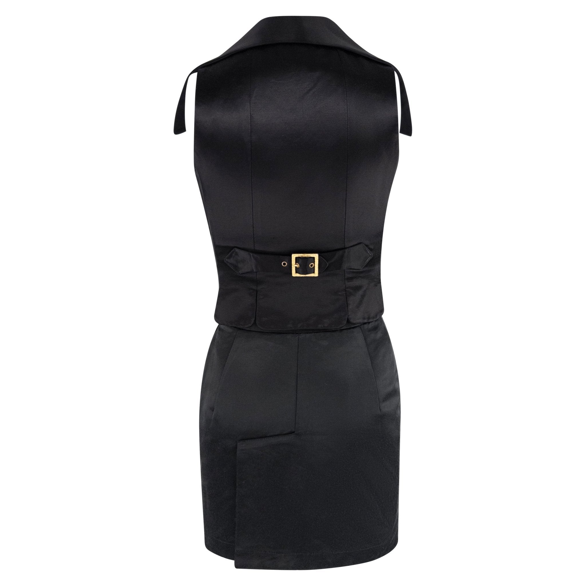 1990s Vivienne Westwood Black Satin Bustier Crop Top Mini Skirt Set - RealList