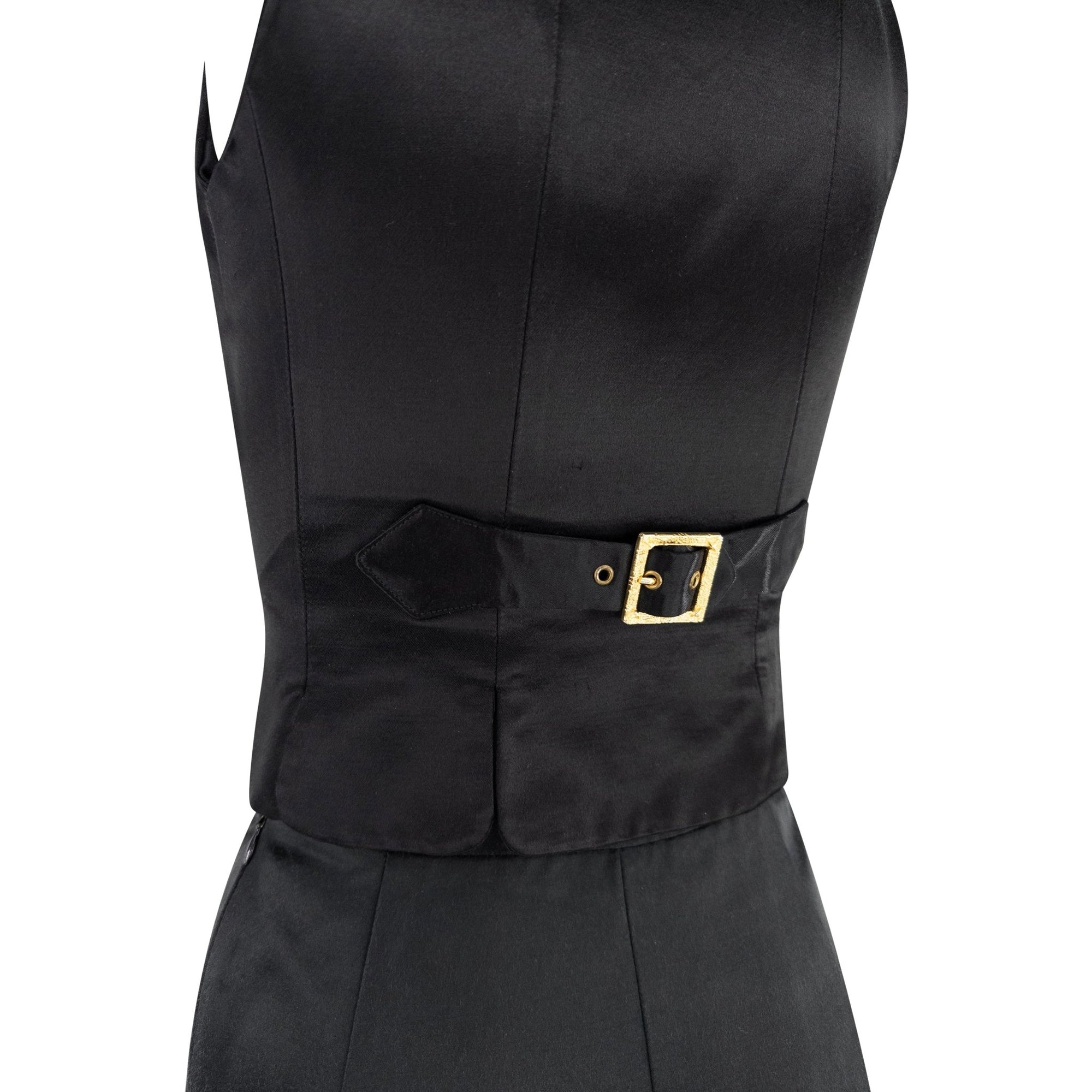 1990s Vivienne Westwood Black Satin Bustier Crop Top Mini Skirt Set - RealList