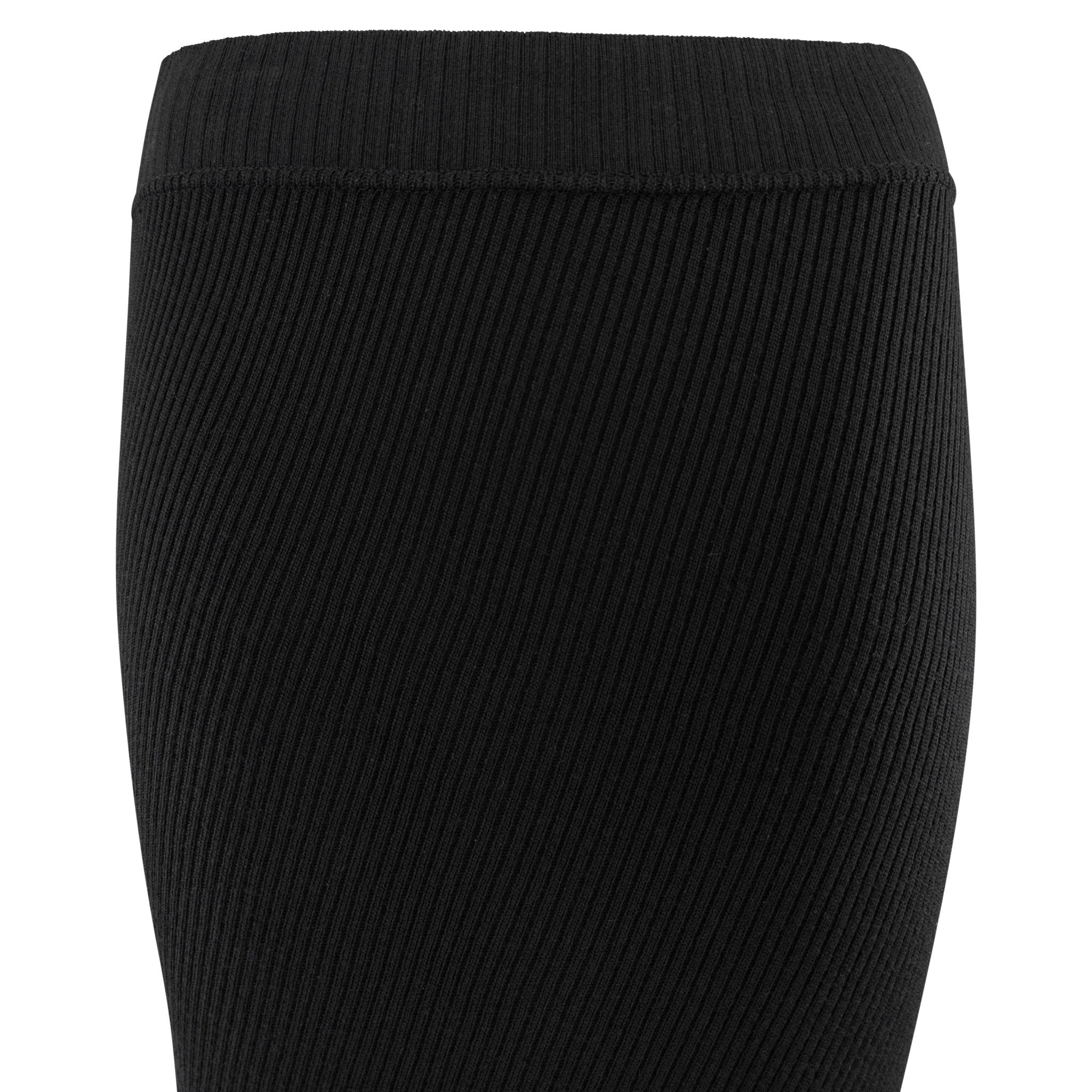 1990s Yves Saint Laurent Black Stretch Ribbed Knit Asymmetric Maxi Skirt - RealList