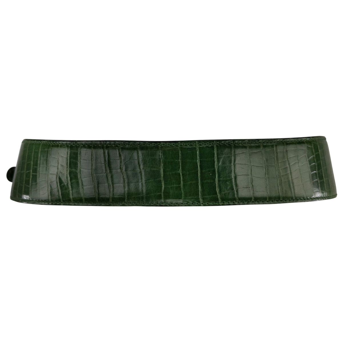 1992 Celine Paris Dark Green Embossed Leather Figural Crocodile Waist Belt - RealList