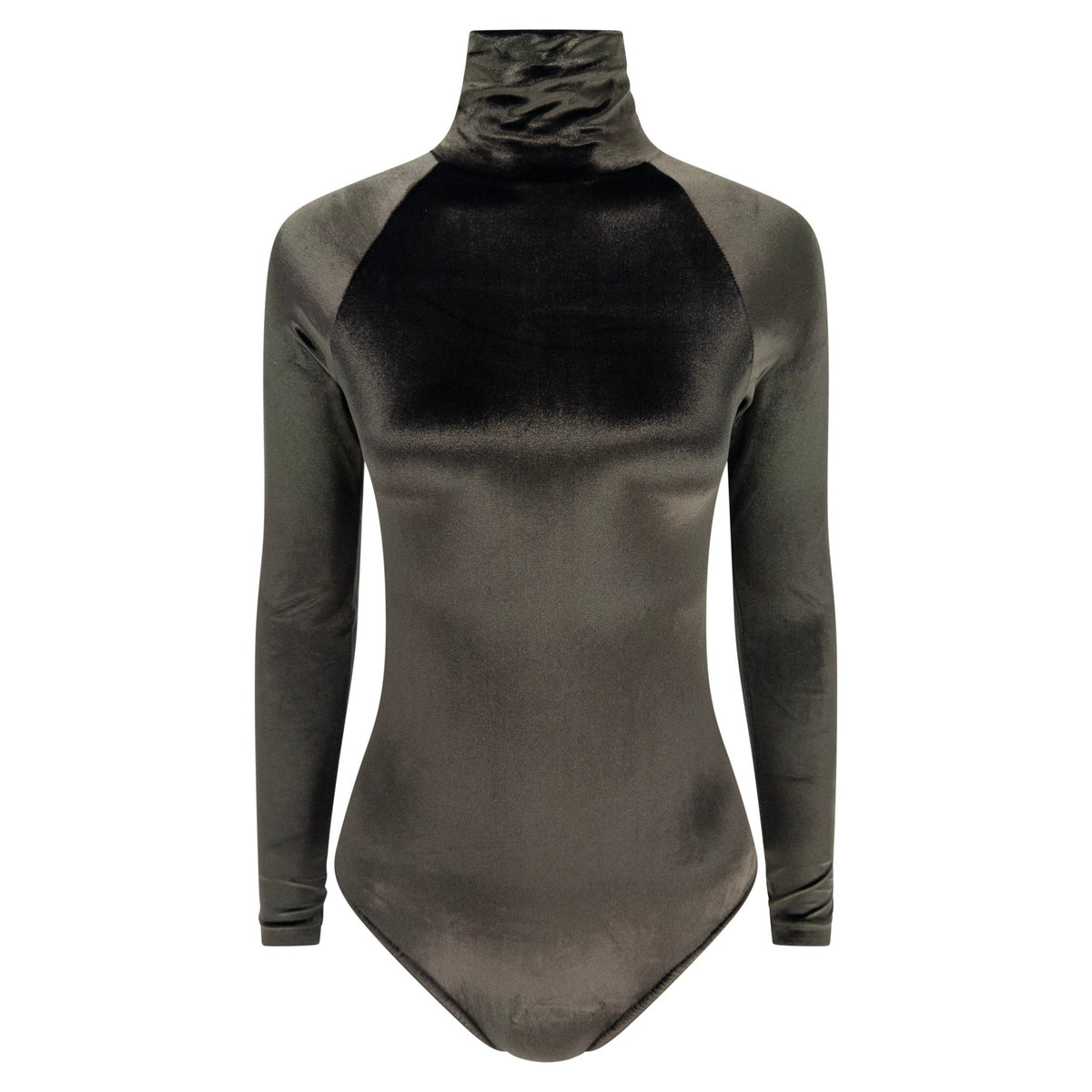 1994 Gucci Dark Olive Green Stretch Velour Long Sleeve Logo Bodysuit - RealList
