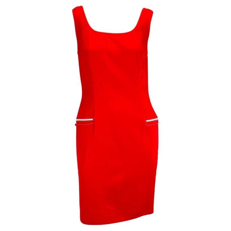 1996 Gianni Versace Couture Red Zip Medusa Dress - RealList