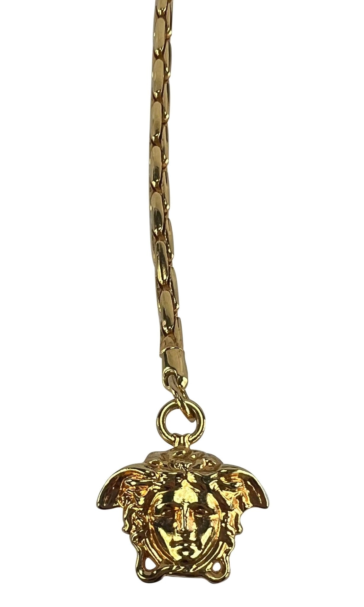 1996 Gianni Versace Faux Tortoise Shell Gold Chain Medusa Pendant Sunglasses - RealList