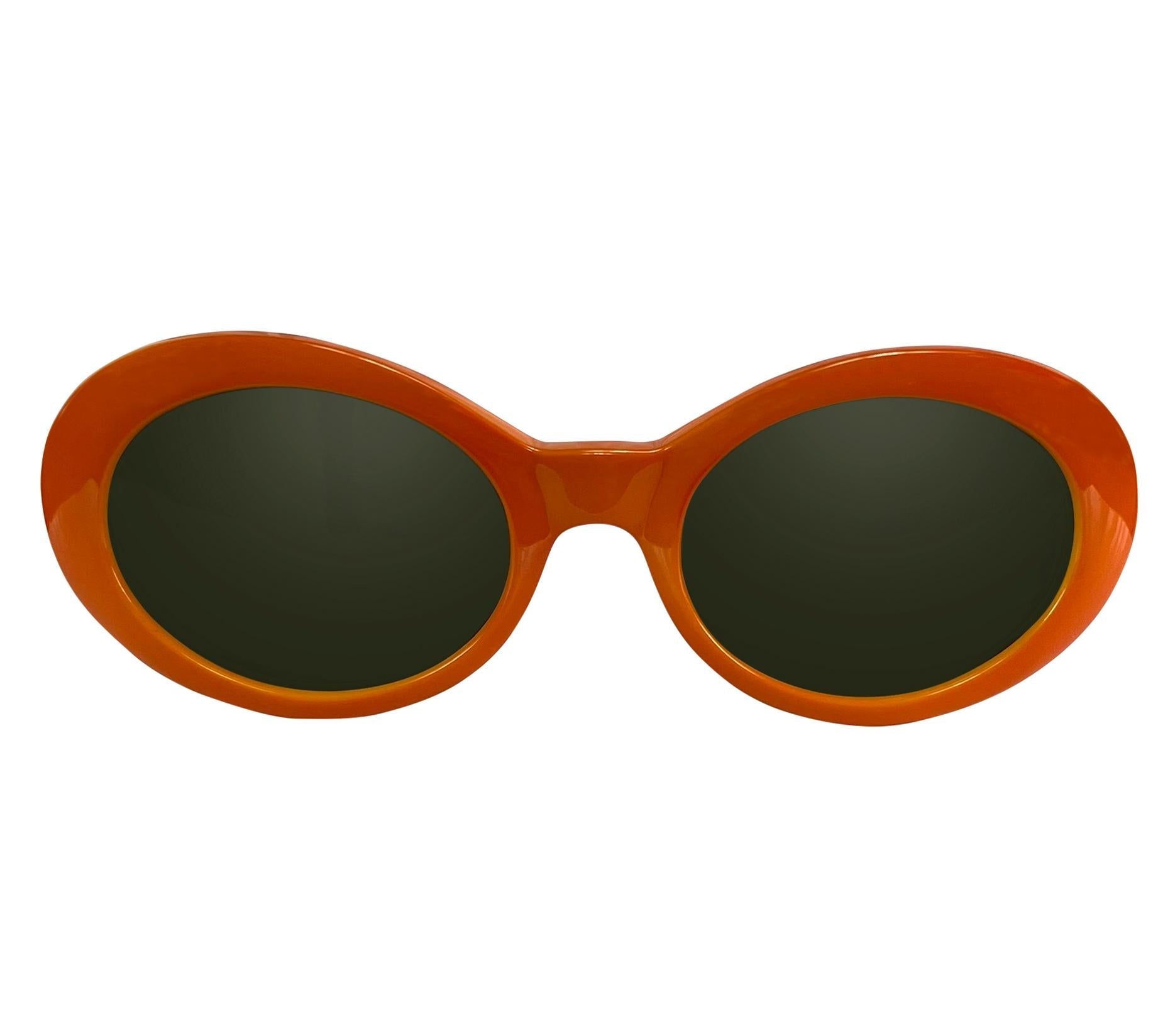 1996 Gianni Versace Medusa Chain Orange Mod Sunglasses - RealList