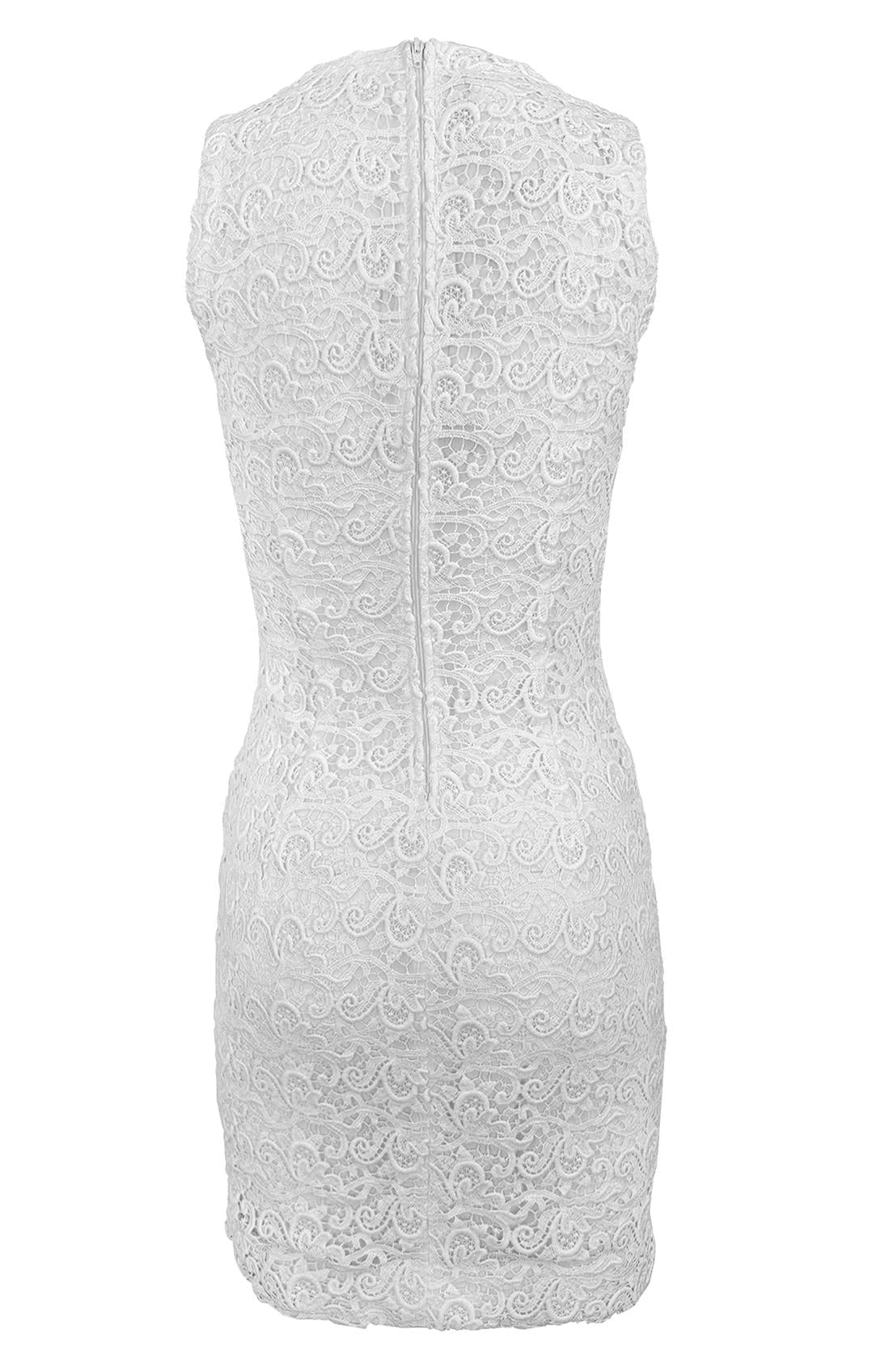 1996 Gianni Versace White Lace Sleeveless Pencil Dress - RealList