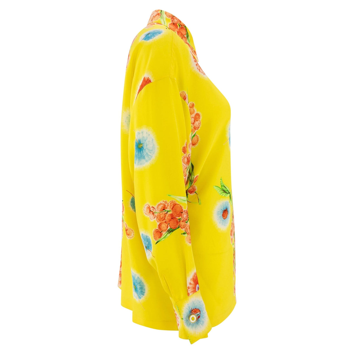 1996 Gianni Versace Yellow Floral Silk Button Up Medusa Shirt - RealList