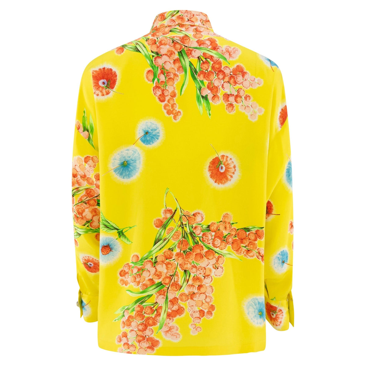 1996 Gianni Versace Yellow Floral Silk Button Up Medusa Shirt - RealList